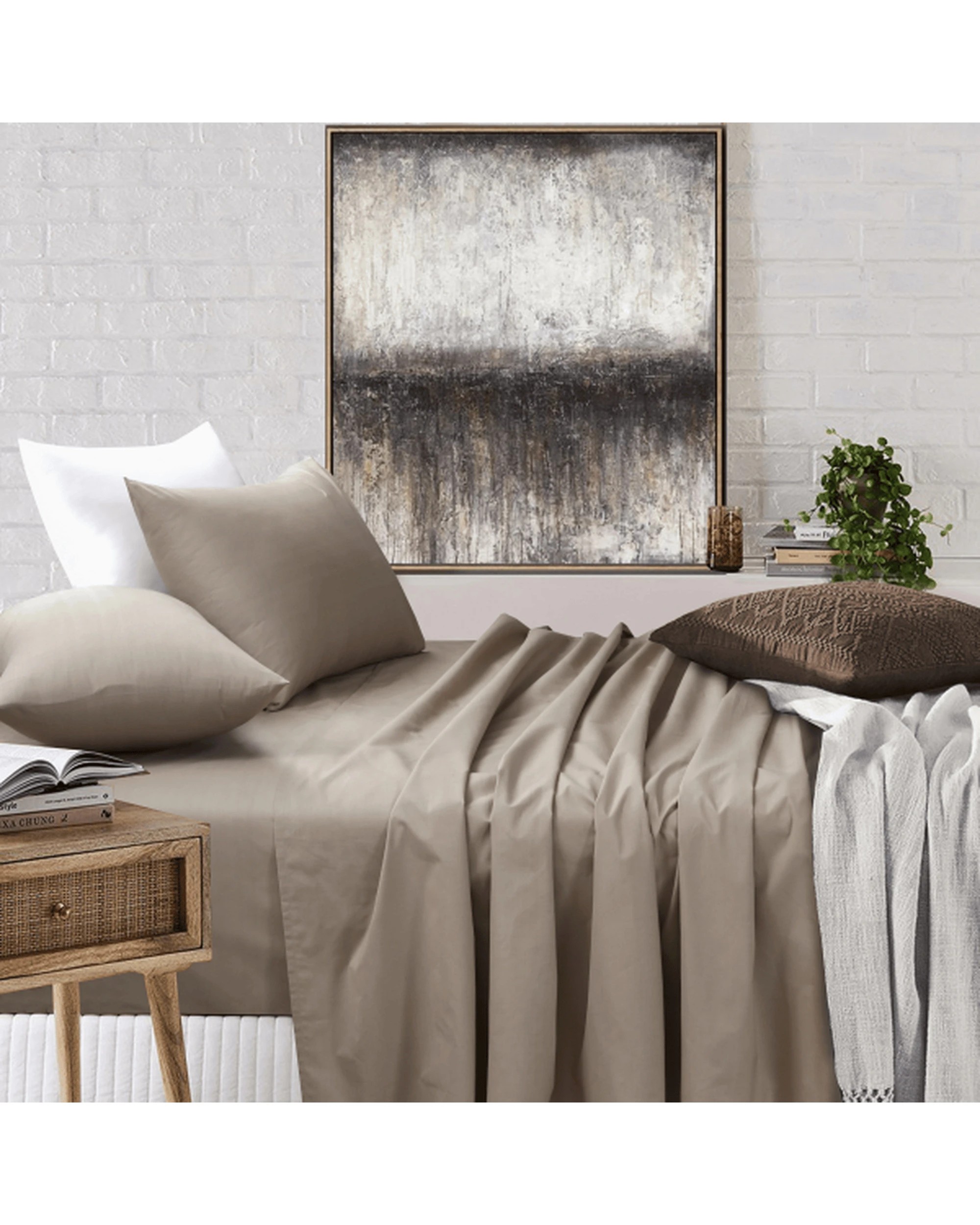 8 Amsons Bedsheets Set Flat & Fitted Sheets With Pillowcases - Queen Bed - Beige, 8 of 8