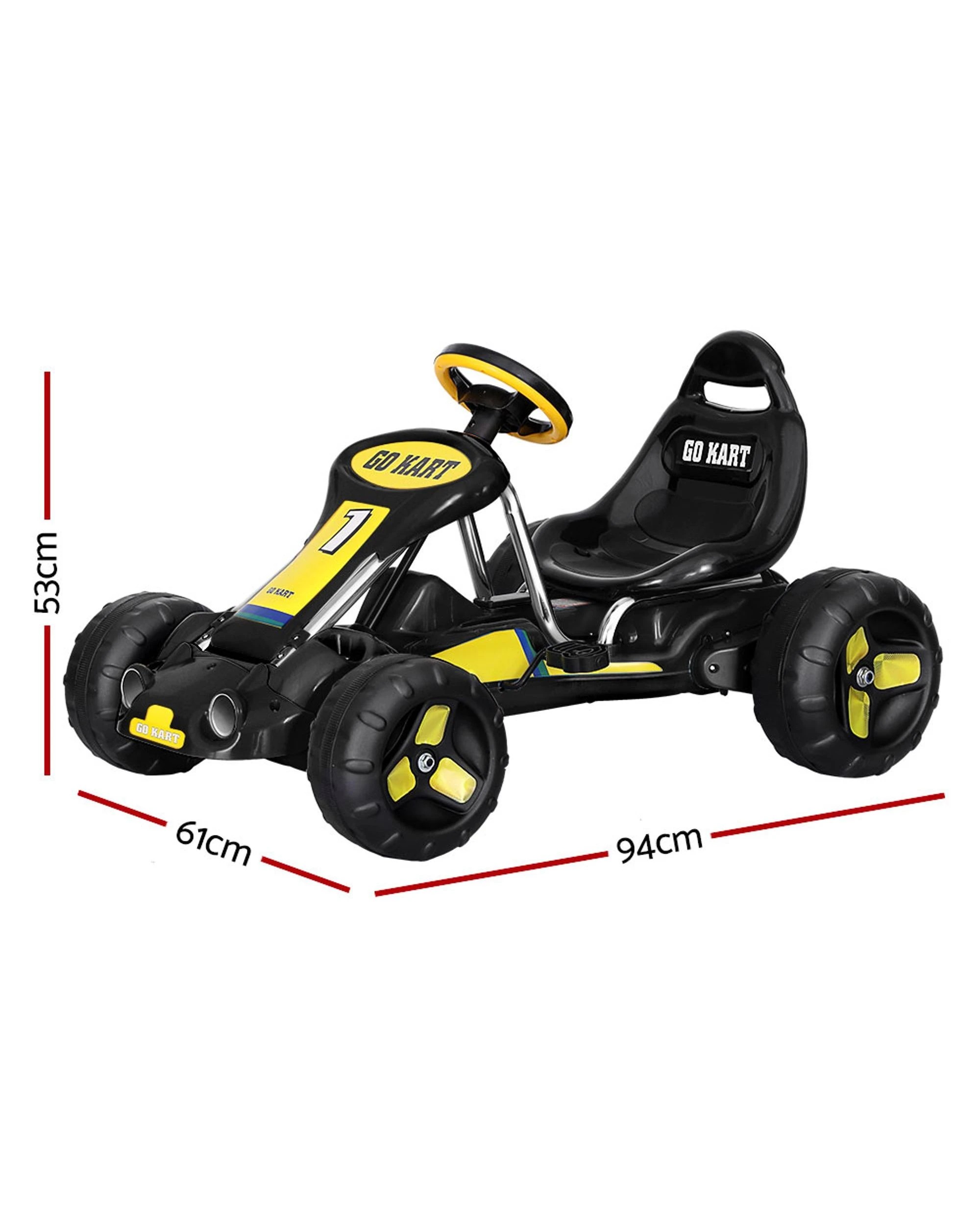 2 Rigo Kids Pedal Go Kart Ride On Toys Racing Car Plastic Tyre - Black, 2 of 5