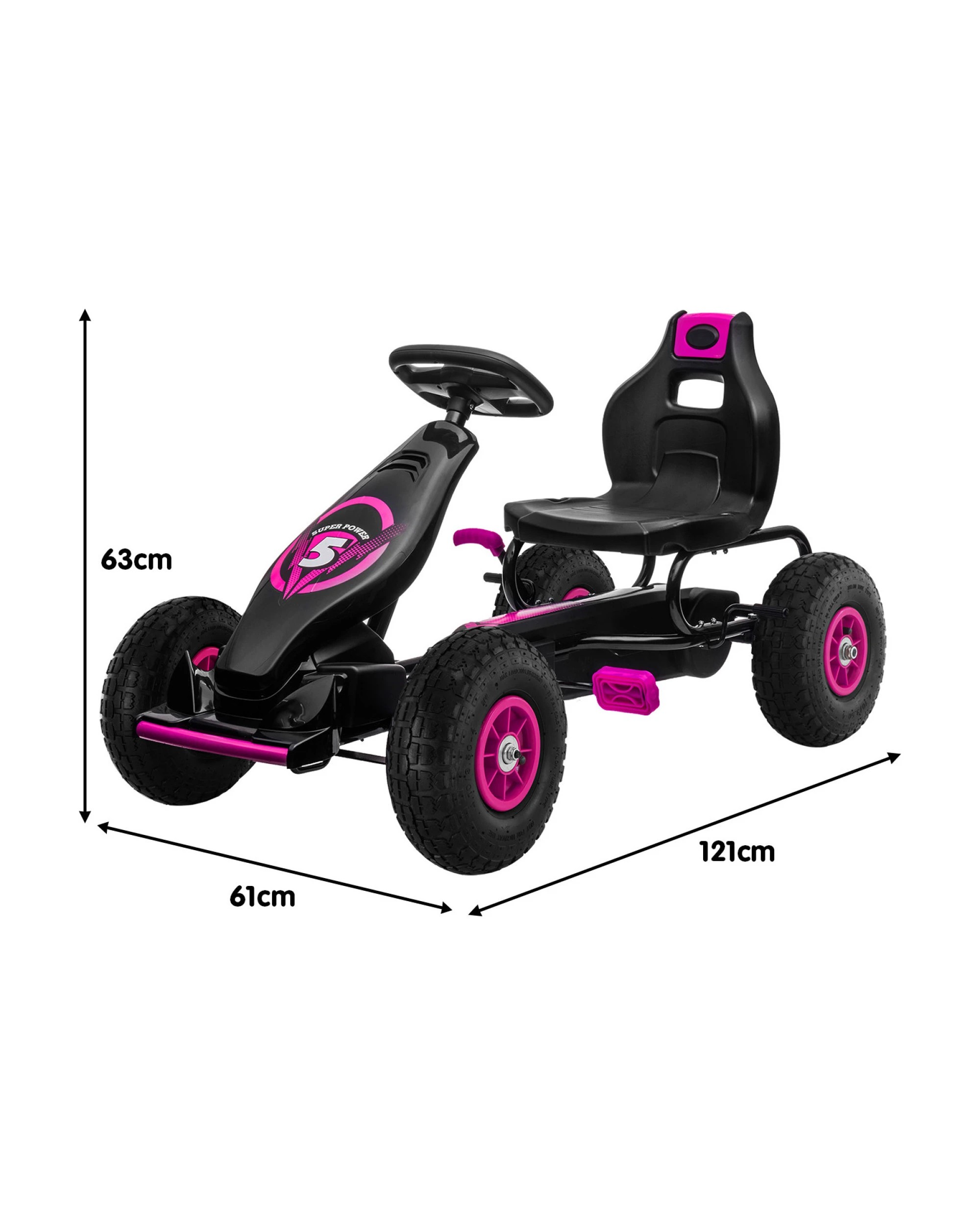 10 Kahuna G18 Kids Ride On Pedal Go Kart - Rose Pink, 10 of 10