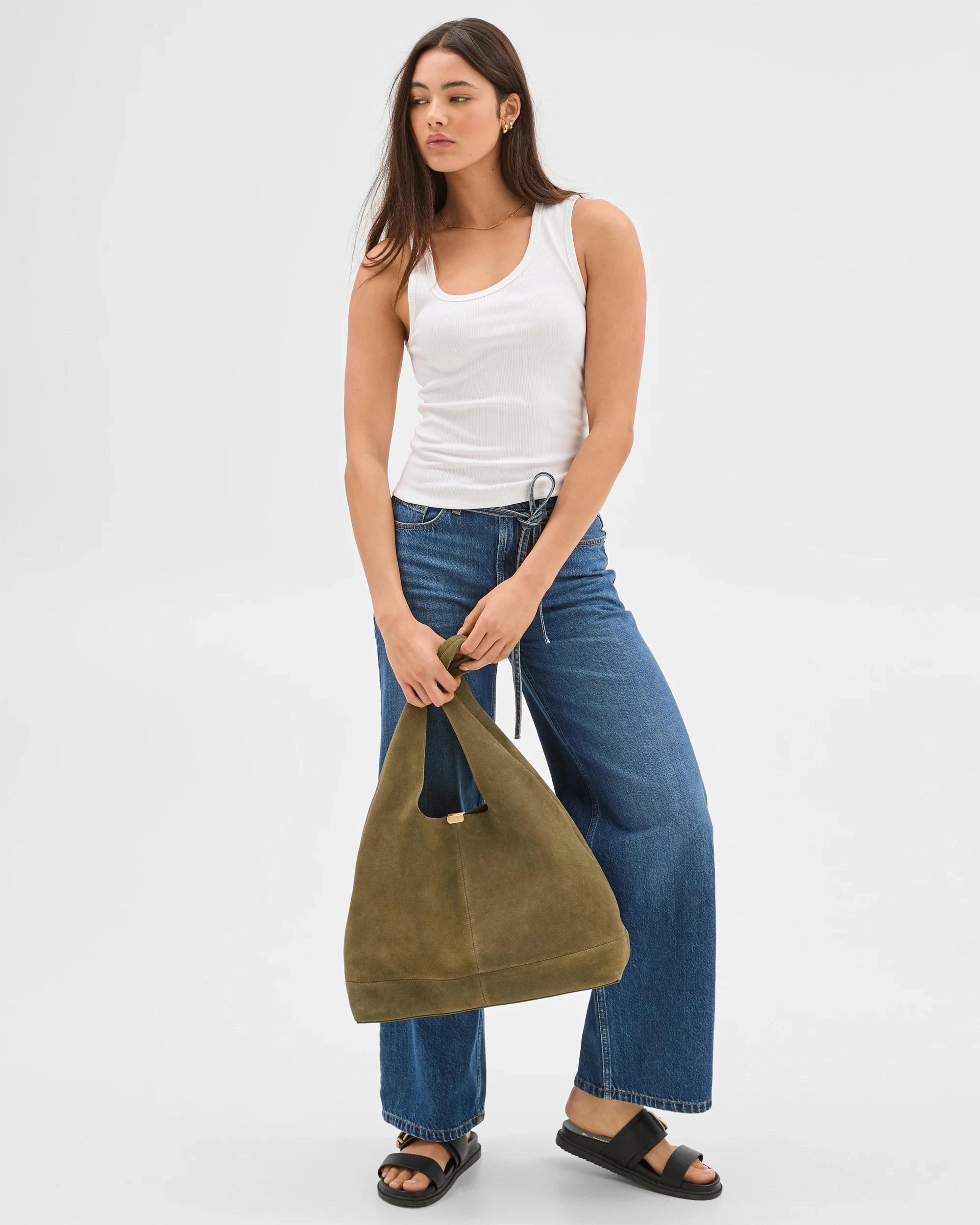 1 Australian Cotton Asymmetrical Neck Tank Top - Lily Loves WHITE, 1 of 5