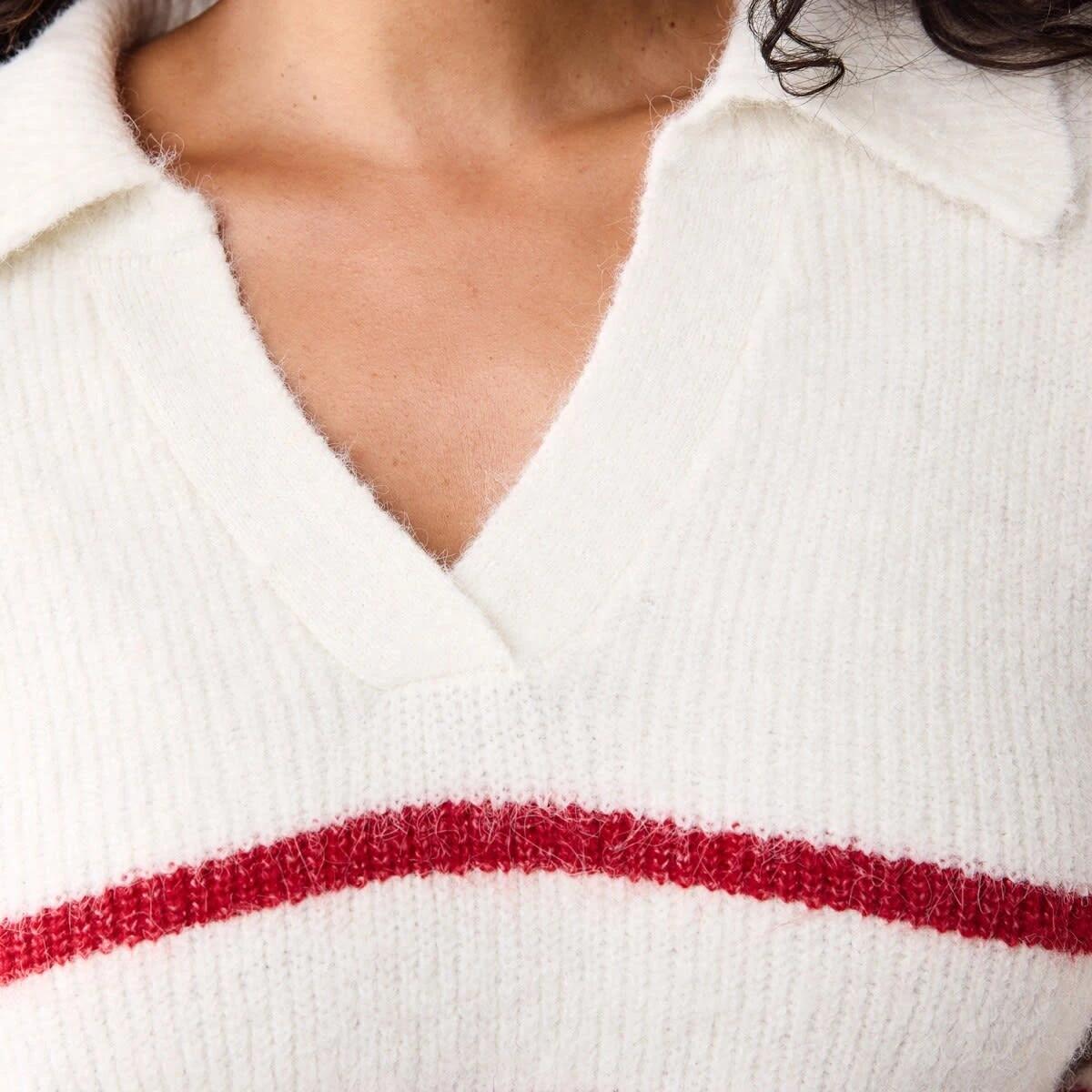 6 Fluffy Knit Polo Jumper Chry Strp, 6 of 10