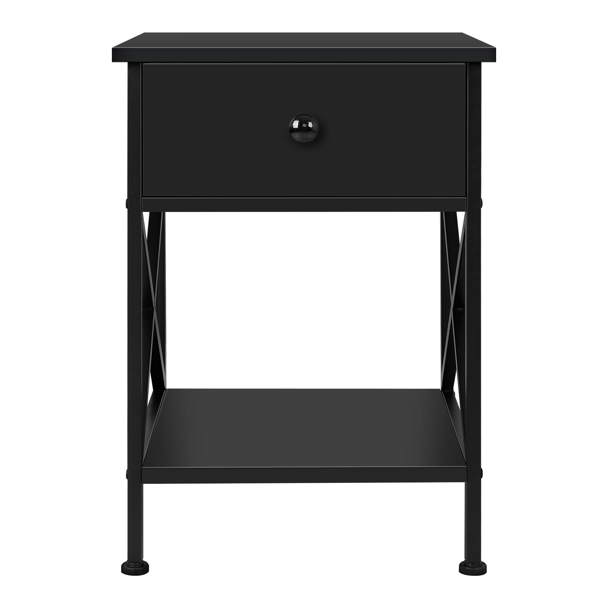 3 Alfordson Bedside Table Retro Wooden Nightstand Vintage Storage Side Cabinet - Black, 3 of 10