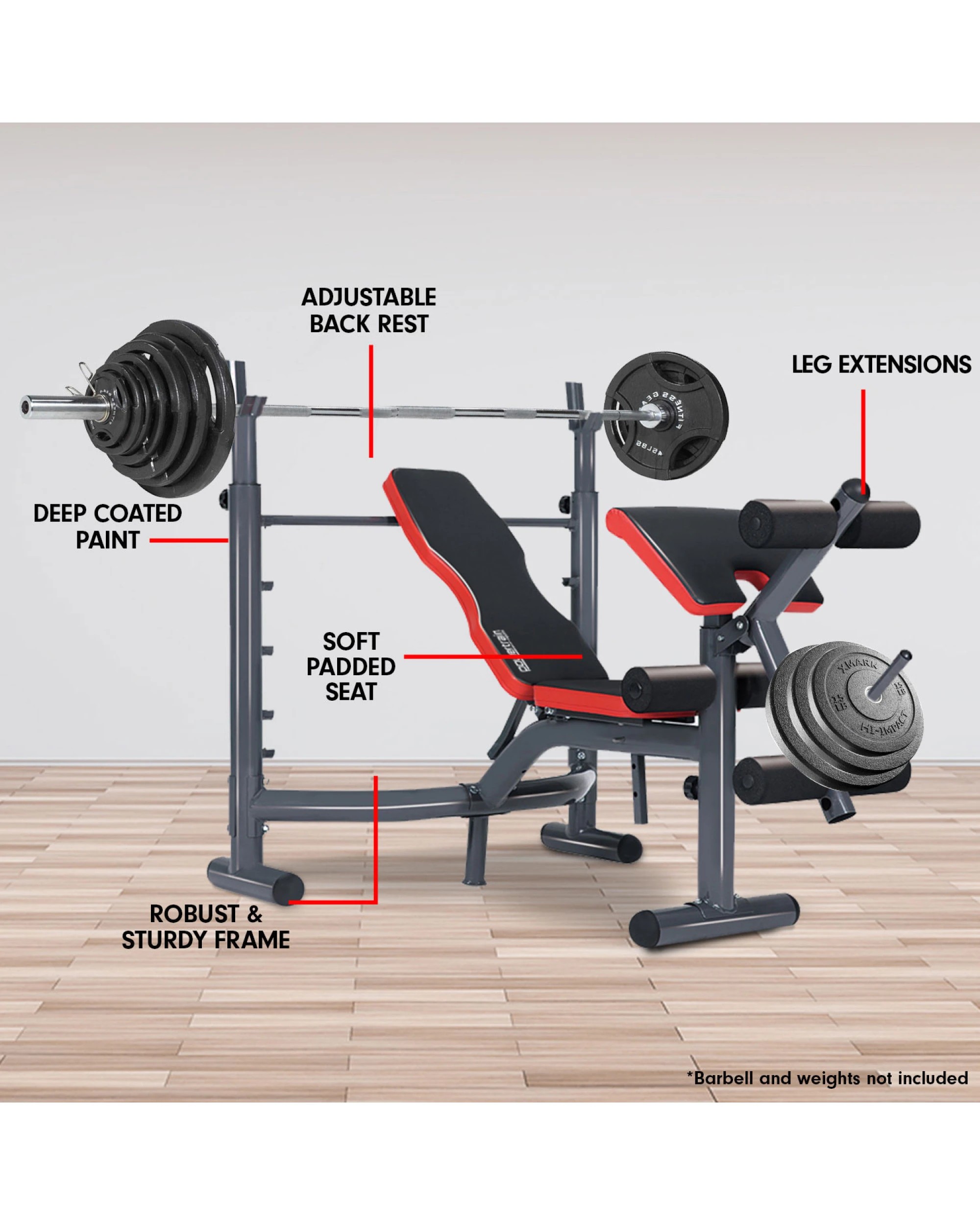 7 Powertrain Adjustable Weight Bench Home Gym Bench Press Exercise, 7 of 8