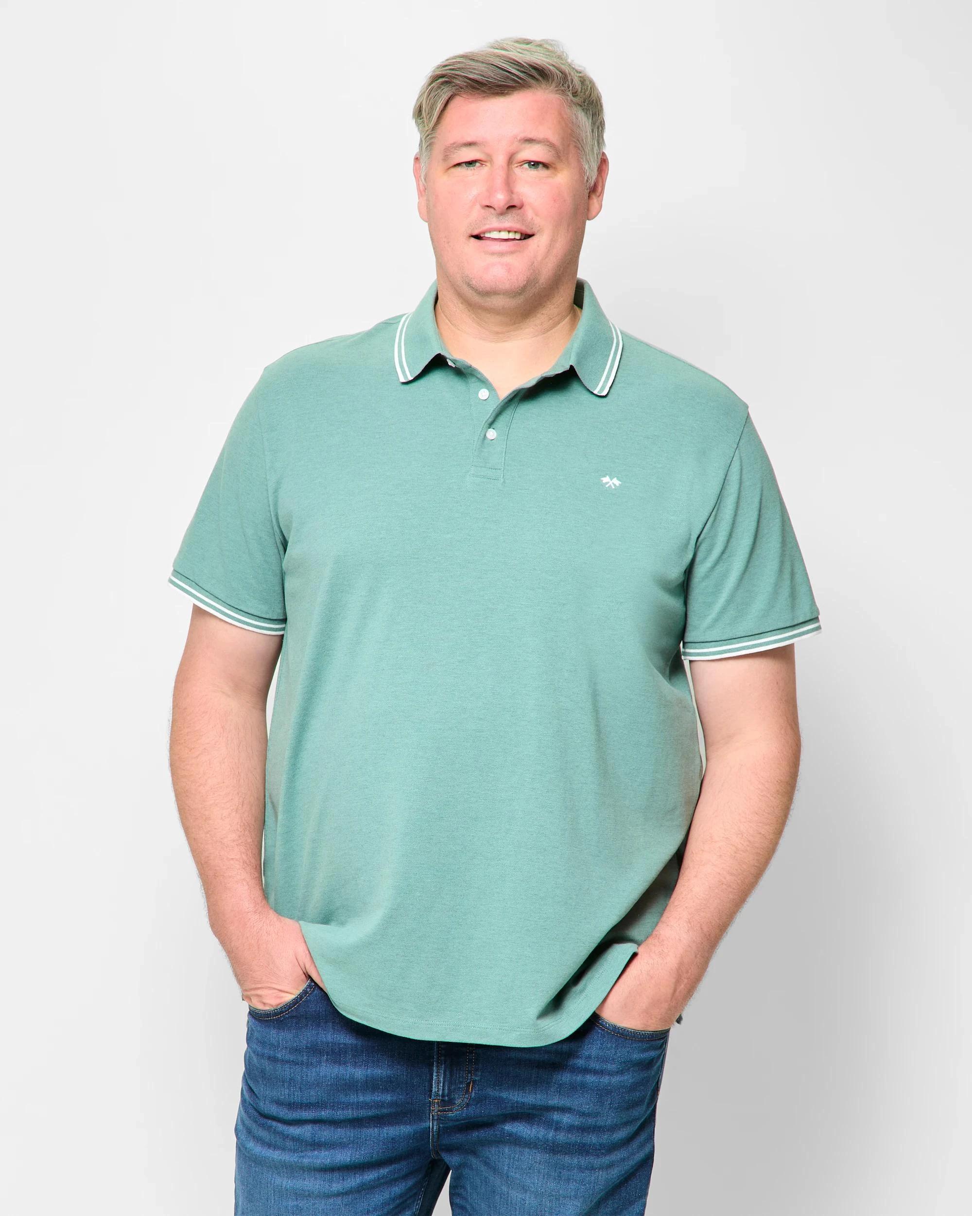 1 Target Man Plus Plus Size Australian Cotton Pique Polo T-Shirt TEAL, 1 of 5