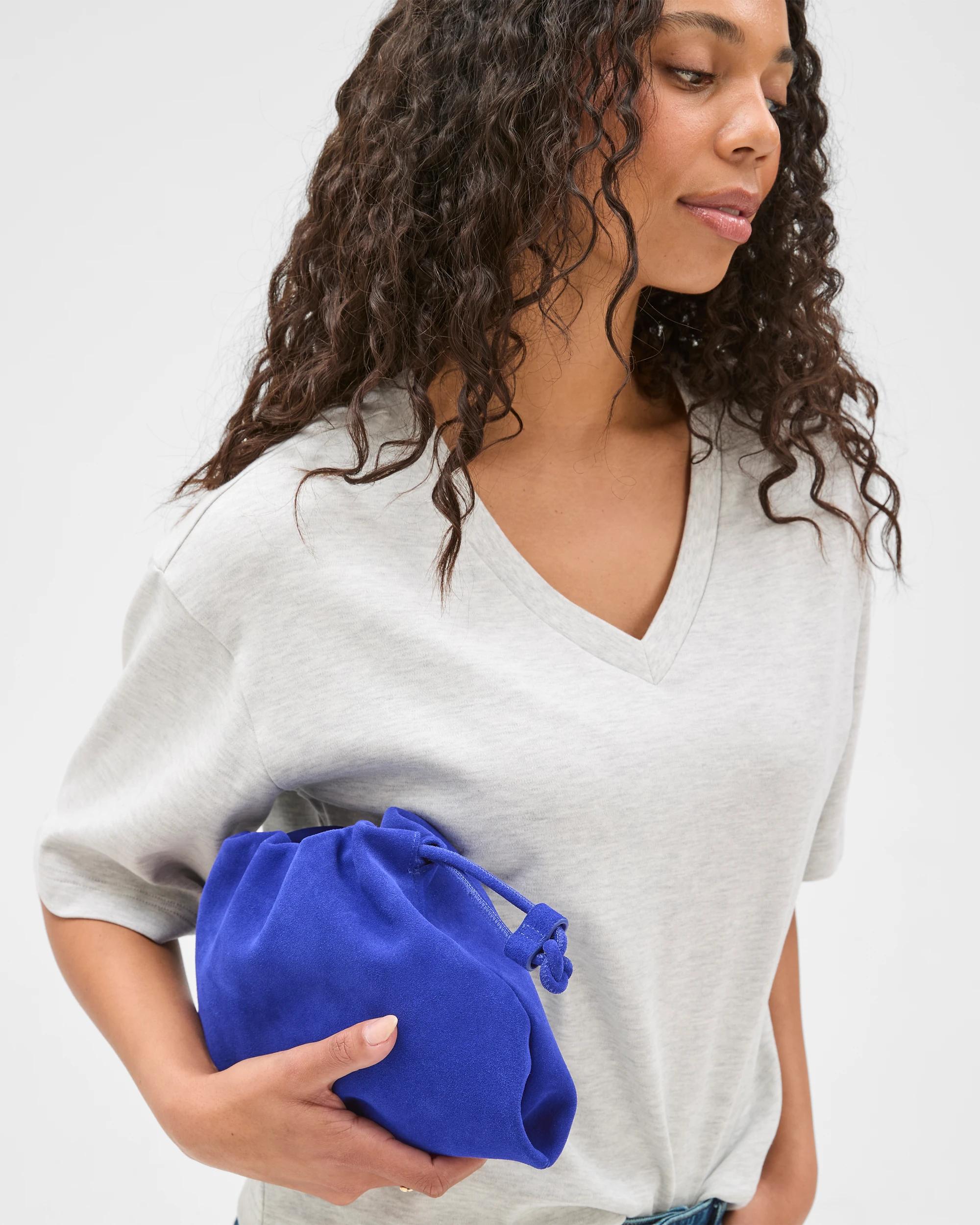 3 Target Accessories Premium Suede Leather Gathered Clutch Bag COBALT, 3 of 3
