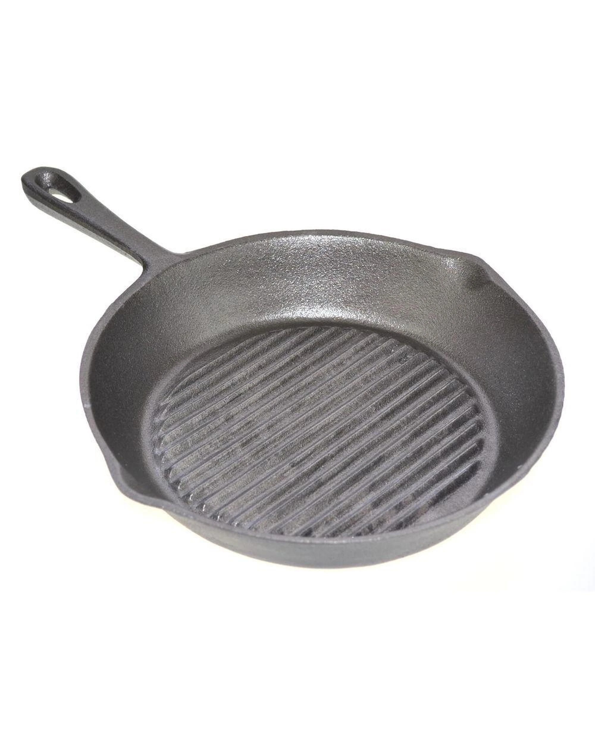 1 Trenton Cast Iron Ribbed Skillet Frying Pan W Handle 20cm  Grill Pan Griddle, 1 of 3