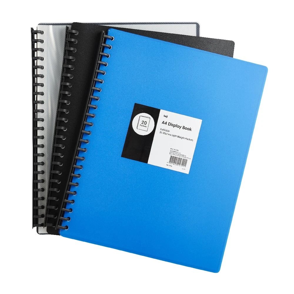 2 Keji Display Book A4 20 Pocket Refillable Clear and Black, 2 of 3