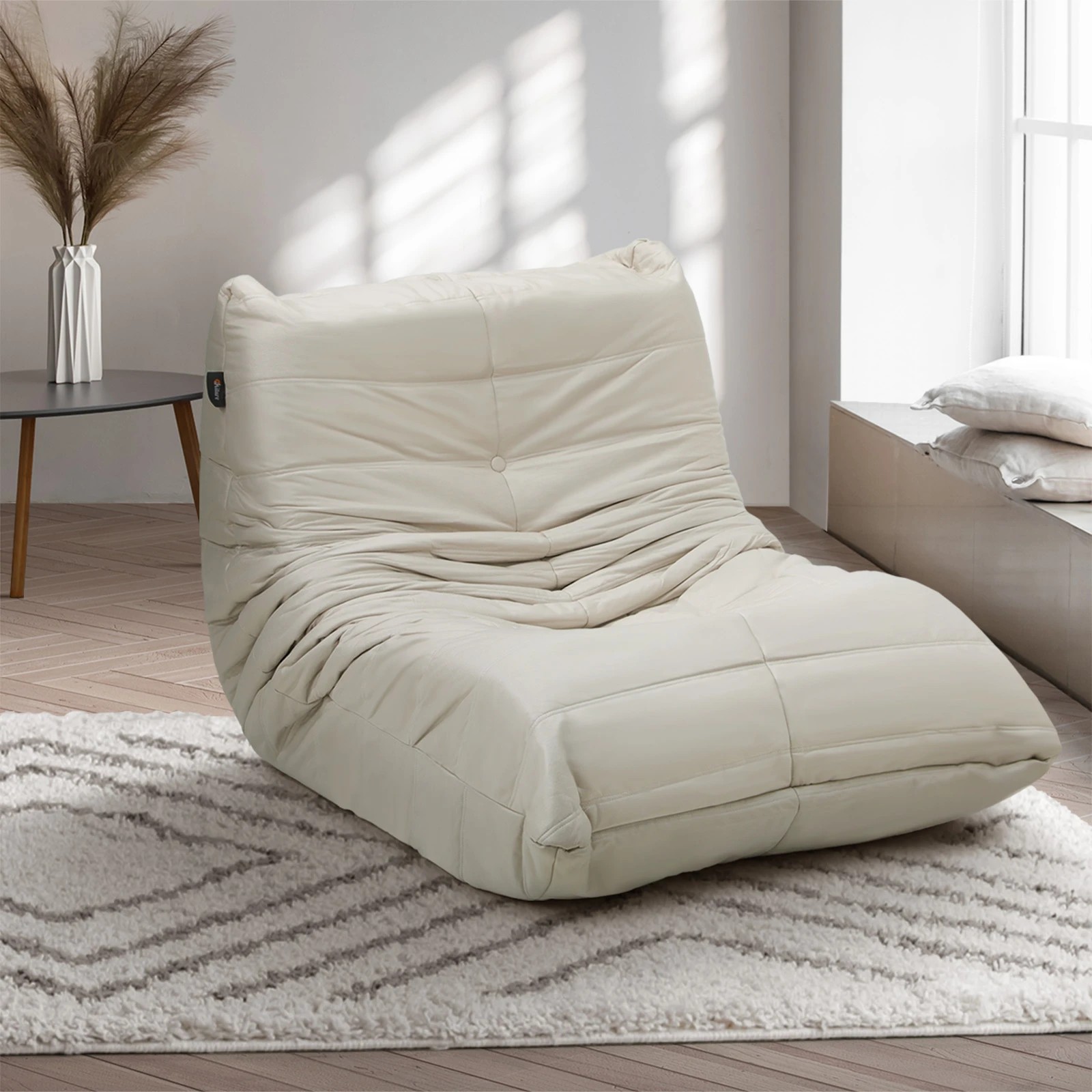 4 Oikiture Floor Sofa Accent Chair Lazy Lounge - Beige, 4 of 9