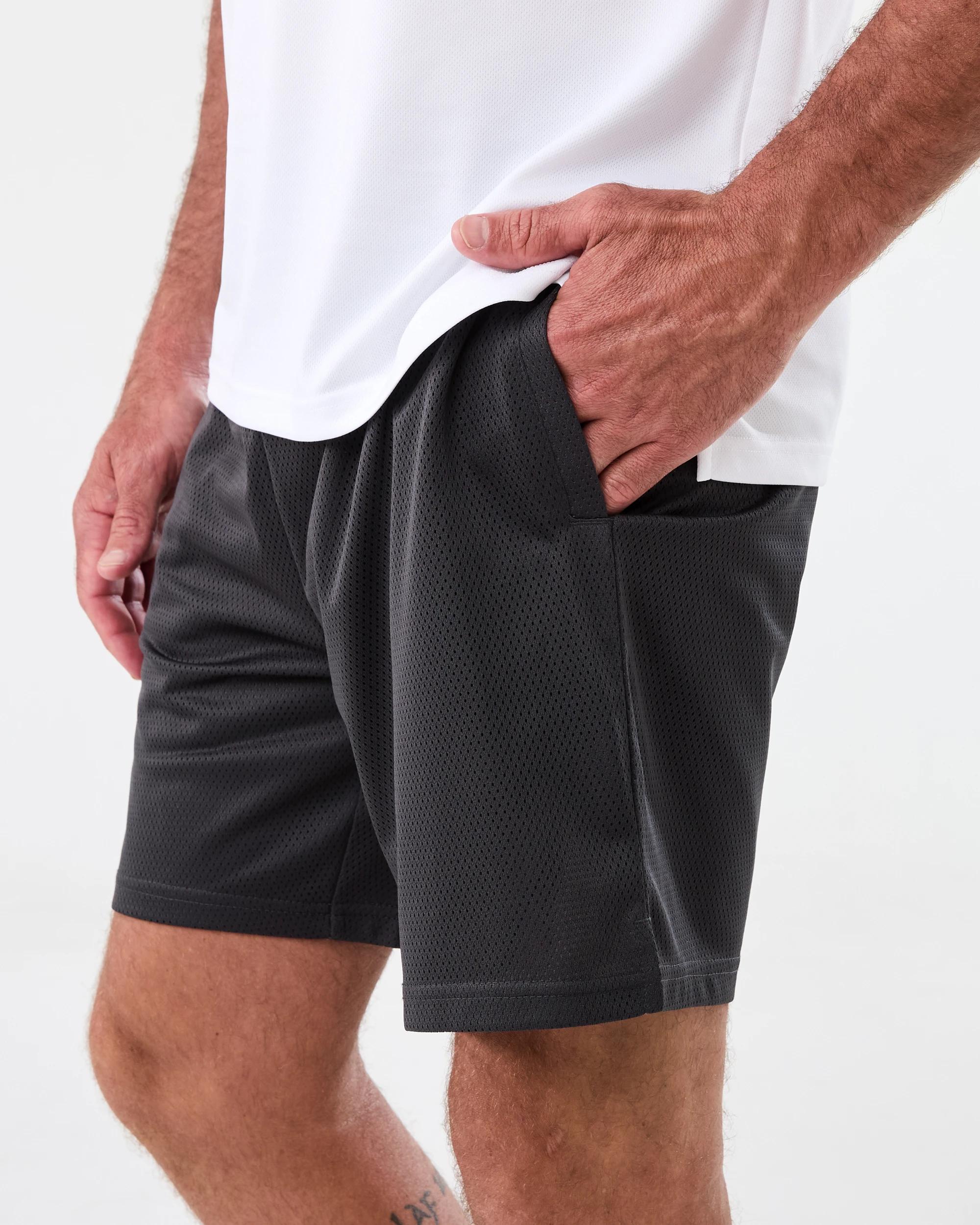 2 Active Mens Performance Mesh Shorts Gry Drkish, 2 of 7