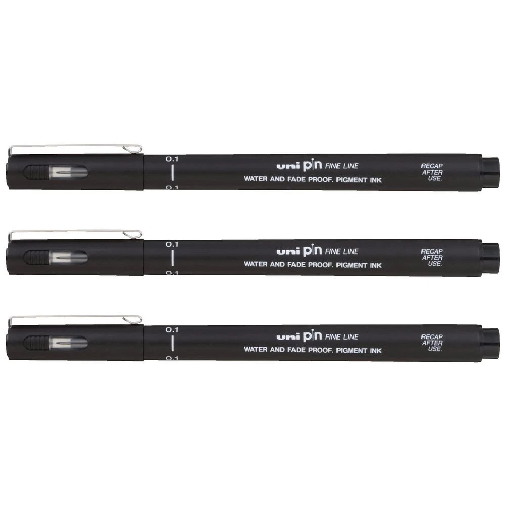 2 Uni Pin Fineliners 0.1mm Black 3 Pack, 2 of 2
