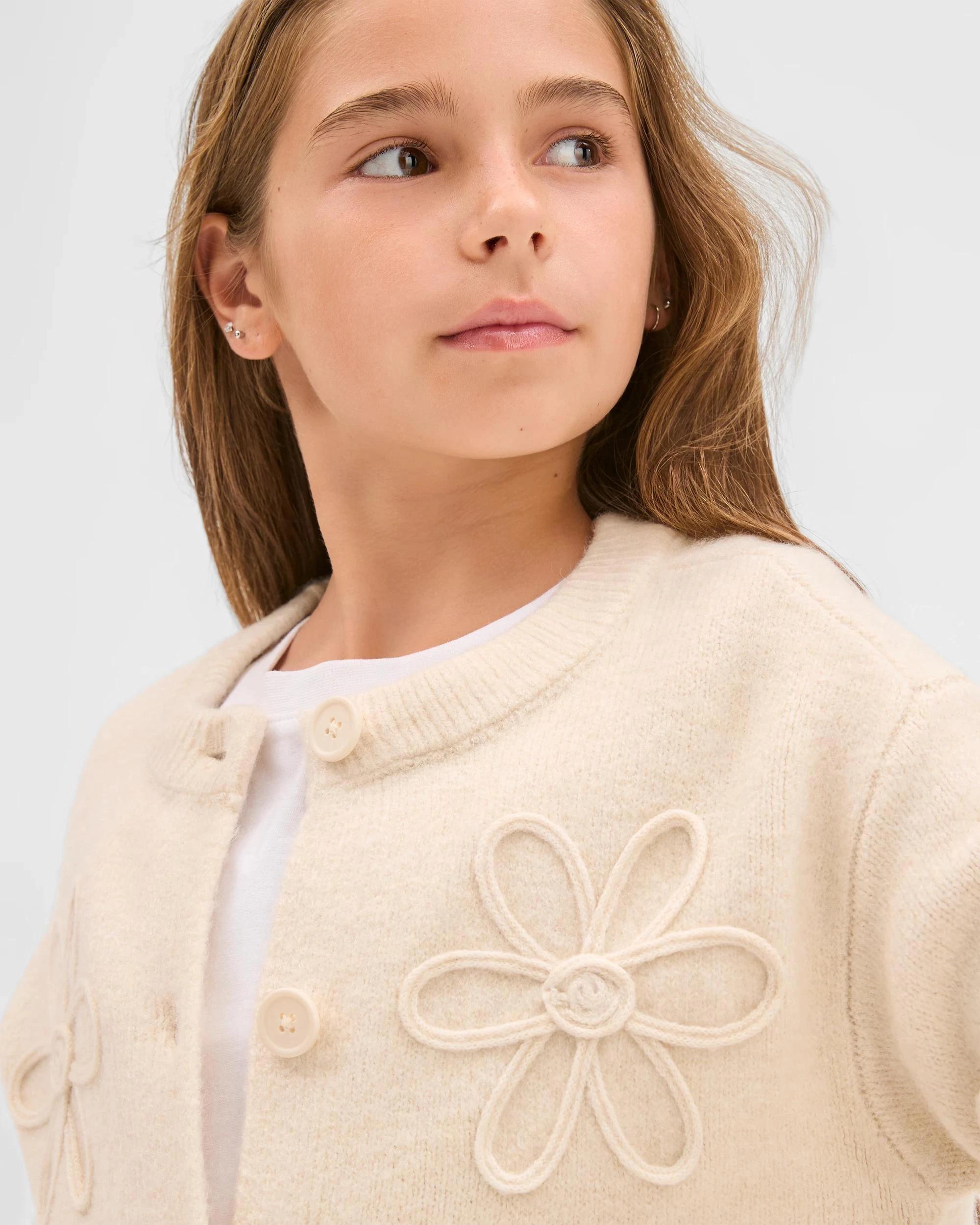 5 Target Kids Button Through Boxy Knit Cardigan CREAM, 5 of 7
