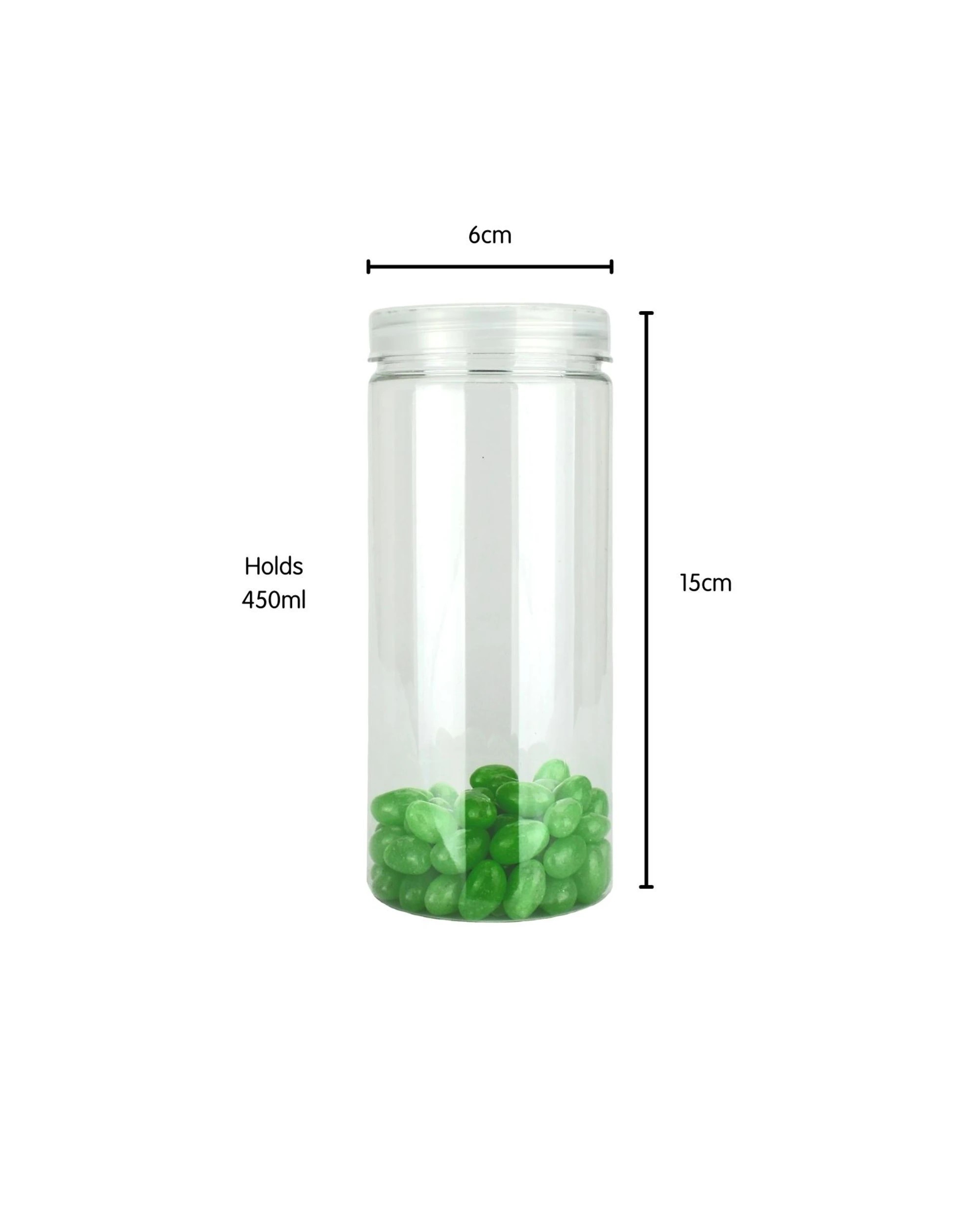2 Party Maker Clear Plastic Round Screw Top Jar 450ml, 2 of 3