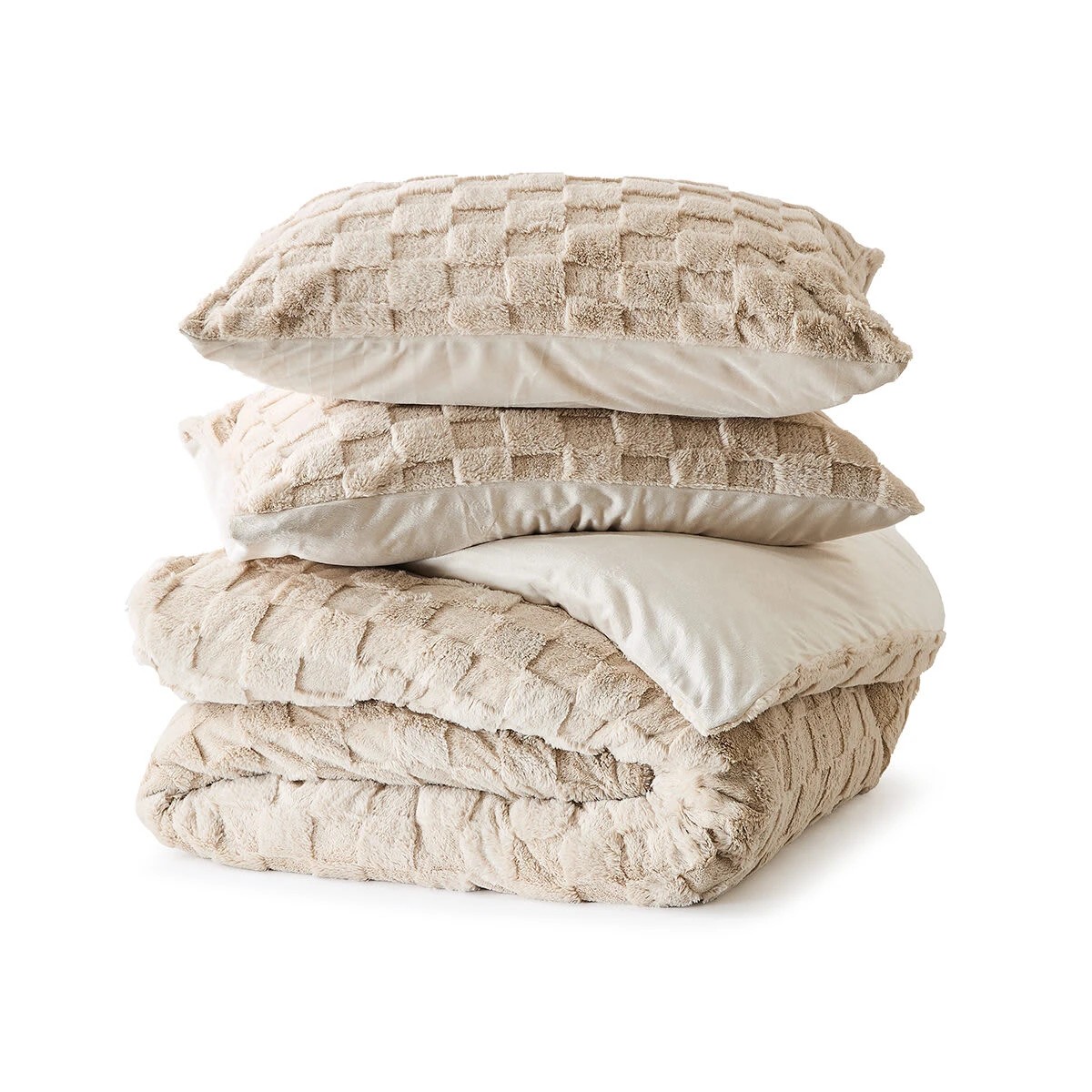 5 Check Quilt Cover Set - Queen Bed, Beige, 5 of 6