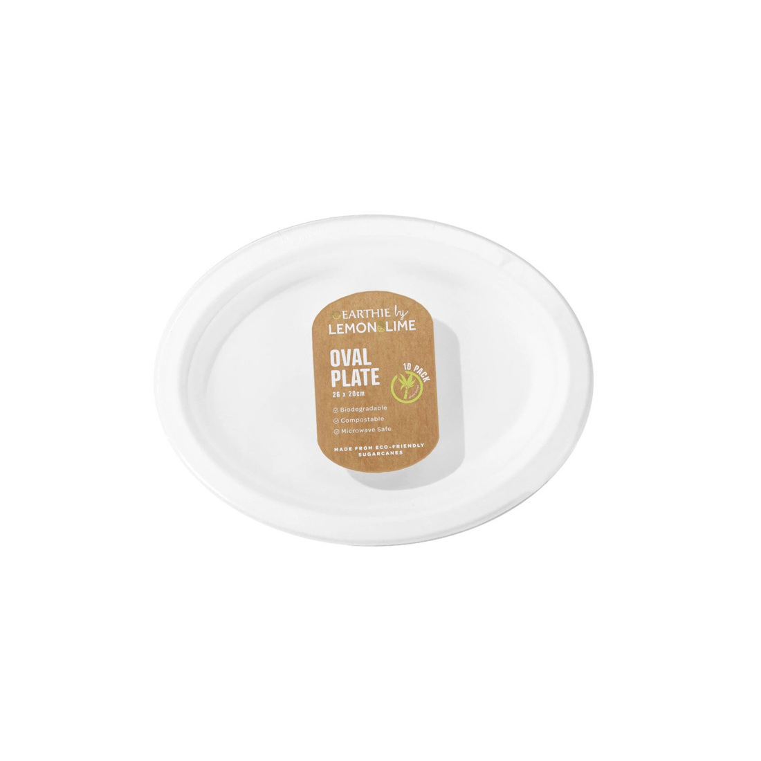 1 10pc Lemon & Lime Eco/biodegradable/compostable Disposable 26cm Oval Plate White
 - White, 1 of 3