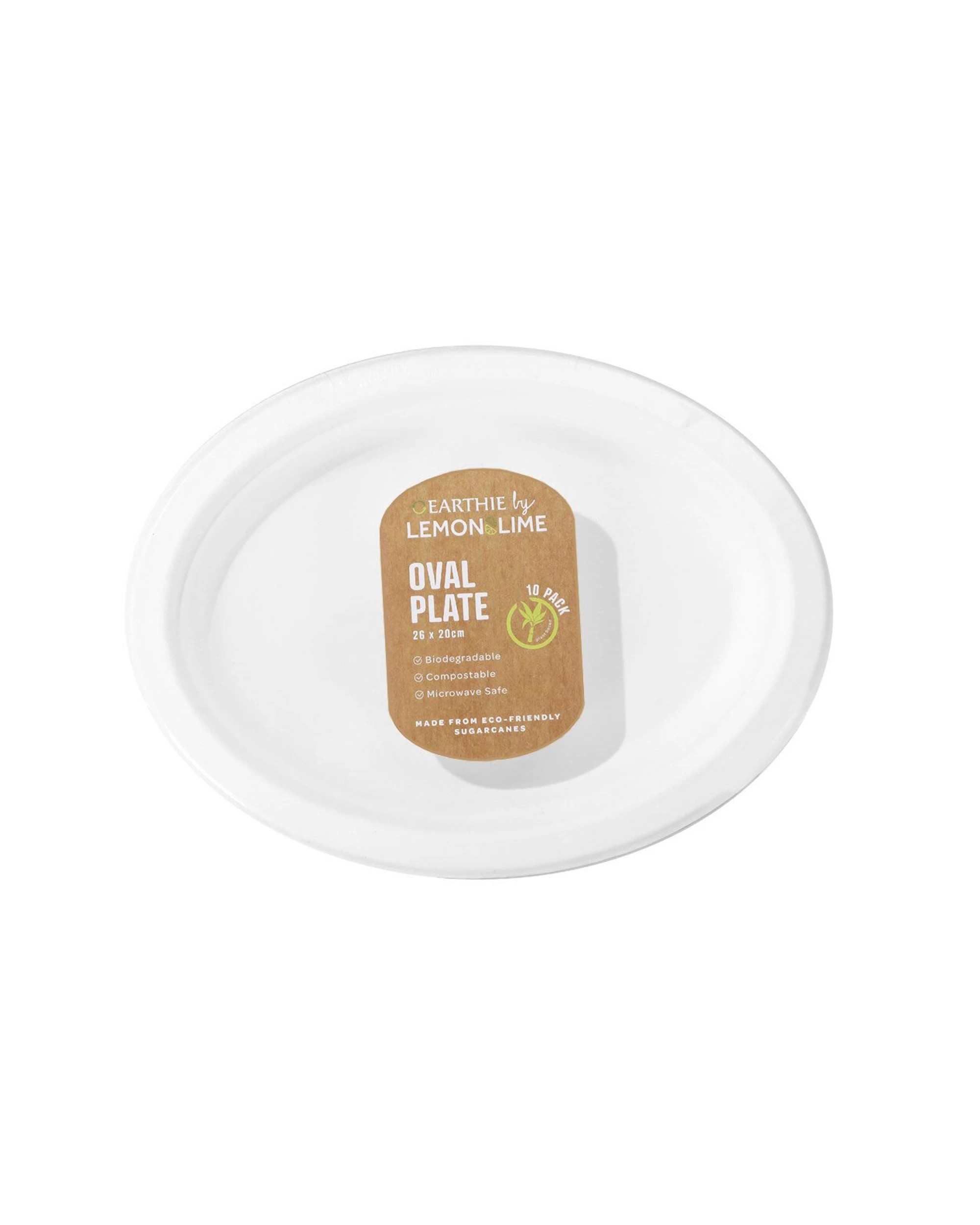 1 10pc Lemon & Lime Eco/biodegradable/compostable Disposable 26cm Oval Plate White
 - White, 1 of 3