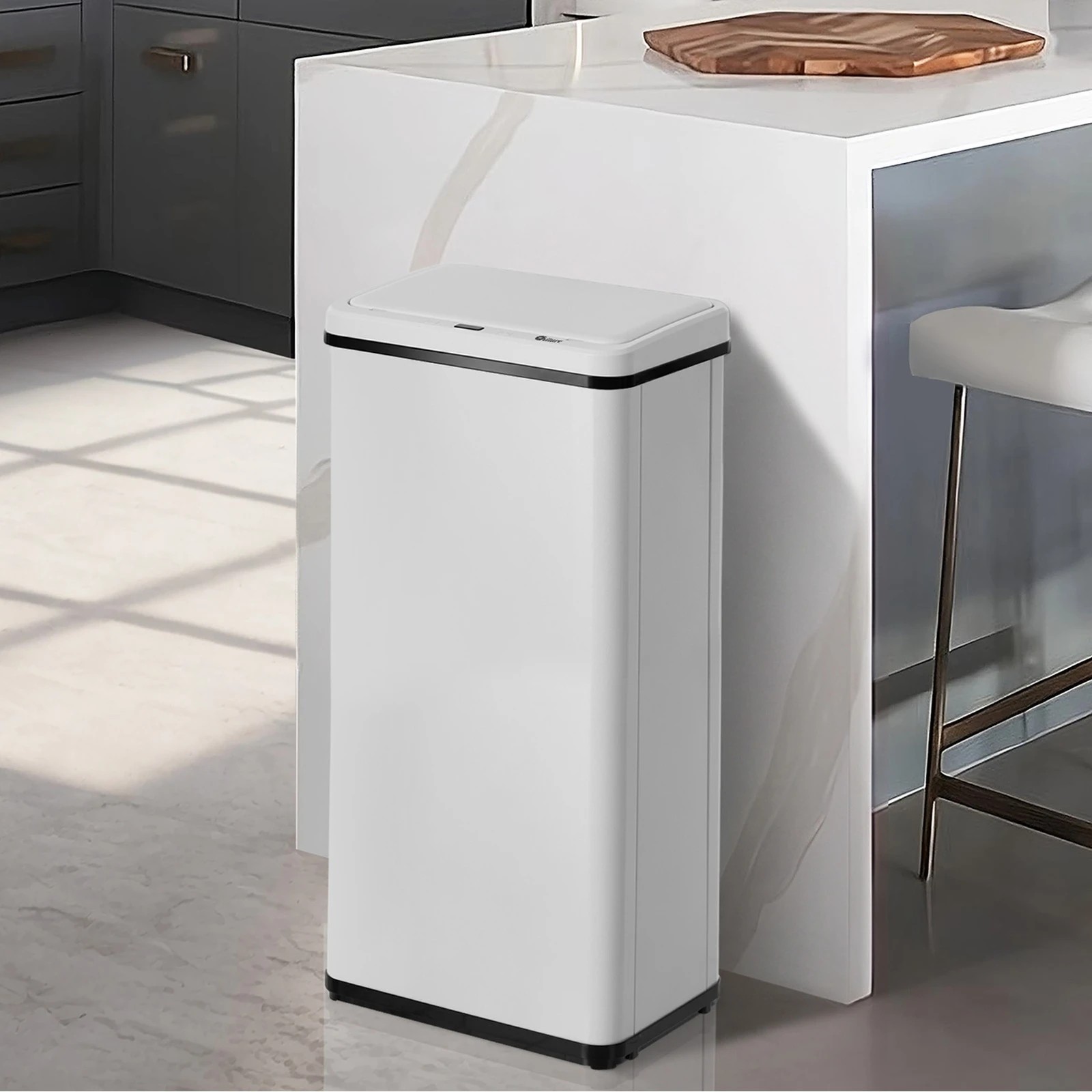 3 Oikiture 50L Motion Sensor Bin Automatic Rubbish Trash Can - White, 3 of 7