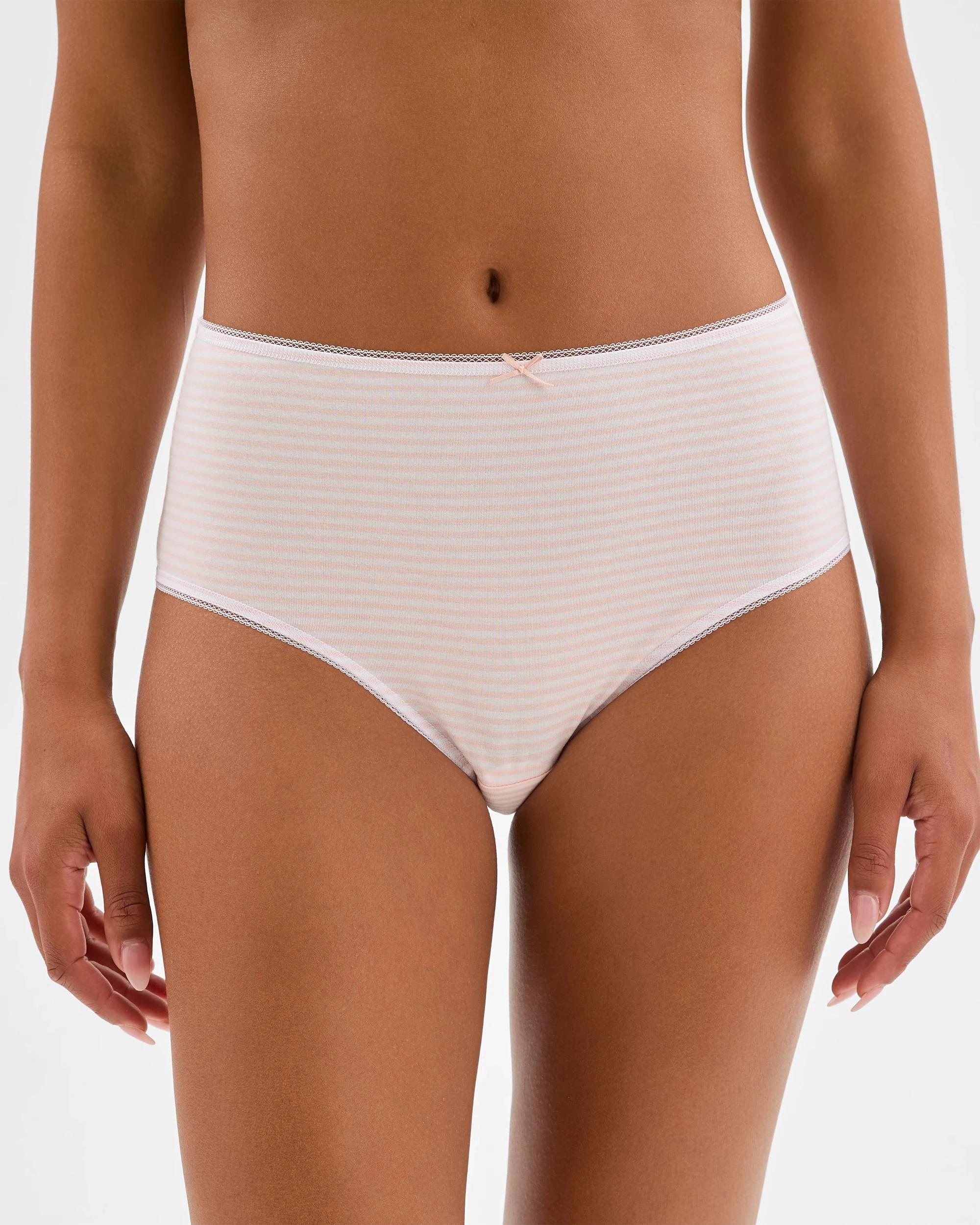 2 Target Women's Cotton/Elastane Bikini Briefs 5 Pack PINK/STRIPES/POKA DOTS/BLUE/GREY MARLE, 2 of 5