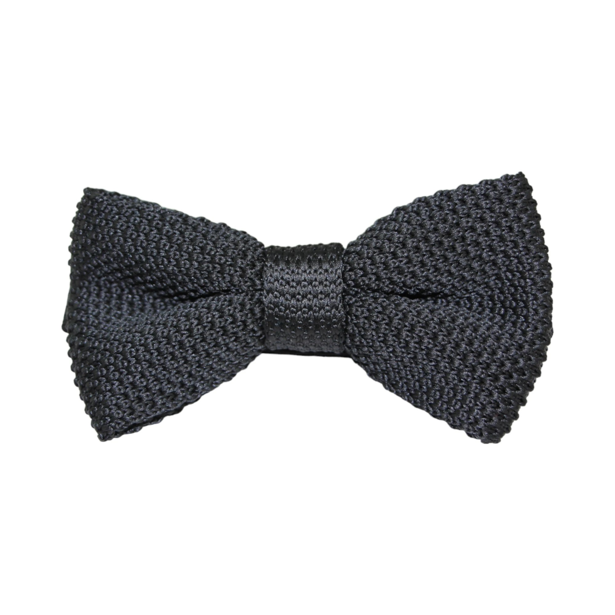 6 Zasel Mens Black Cross-Hatched Knitted Bow Tie - Black, 6 of 6
