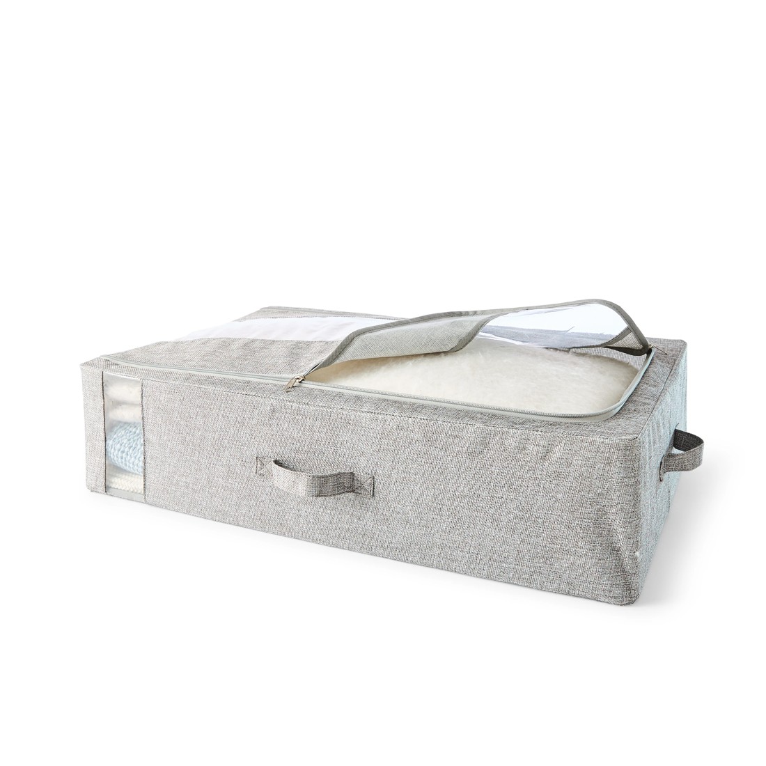 3 Linen Look Underbed Collapsible Box - Charcoal, 3 of 8