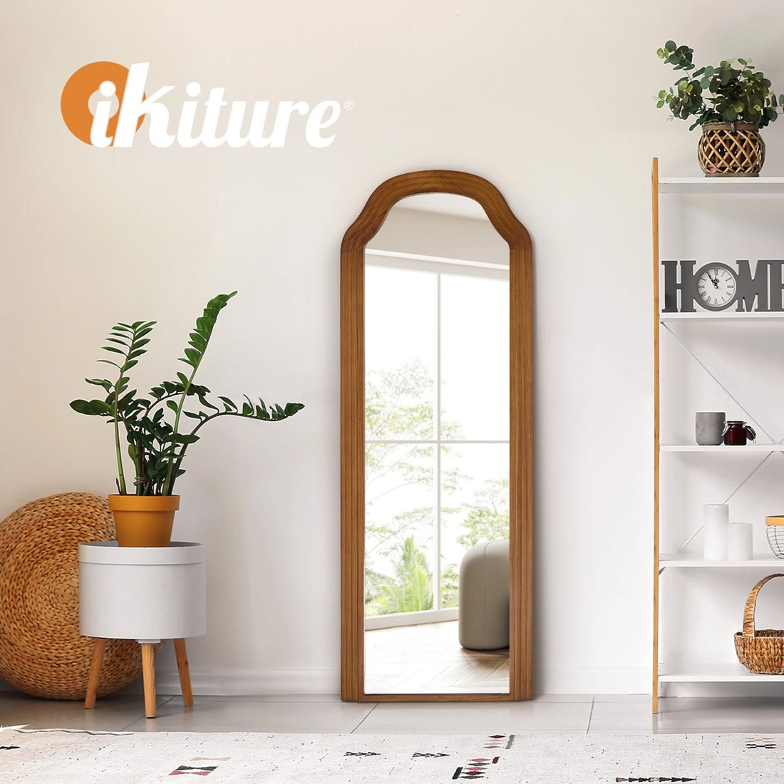 7 Oikiture Full Length Mirror Floor Makeup Mirrors 165x60cm Wood Bedroom - Brown, 7 of 10