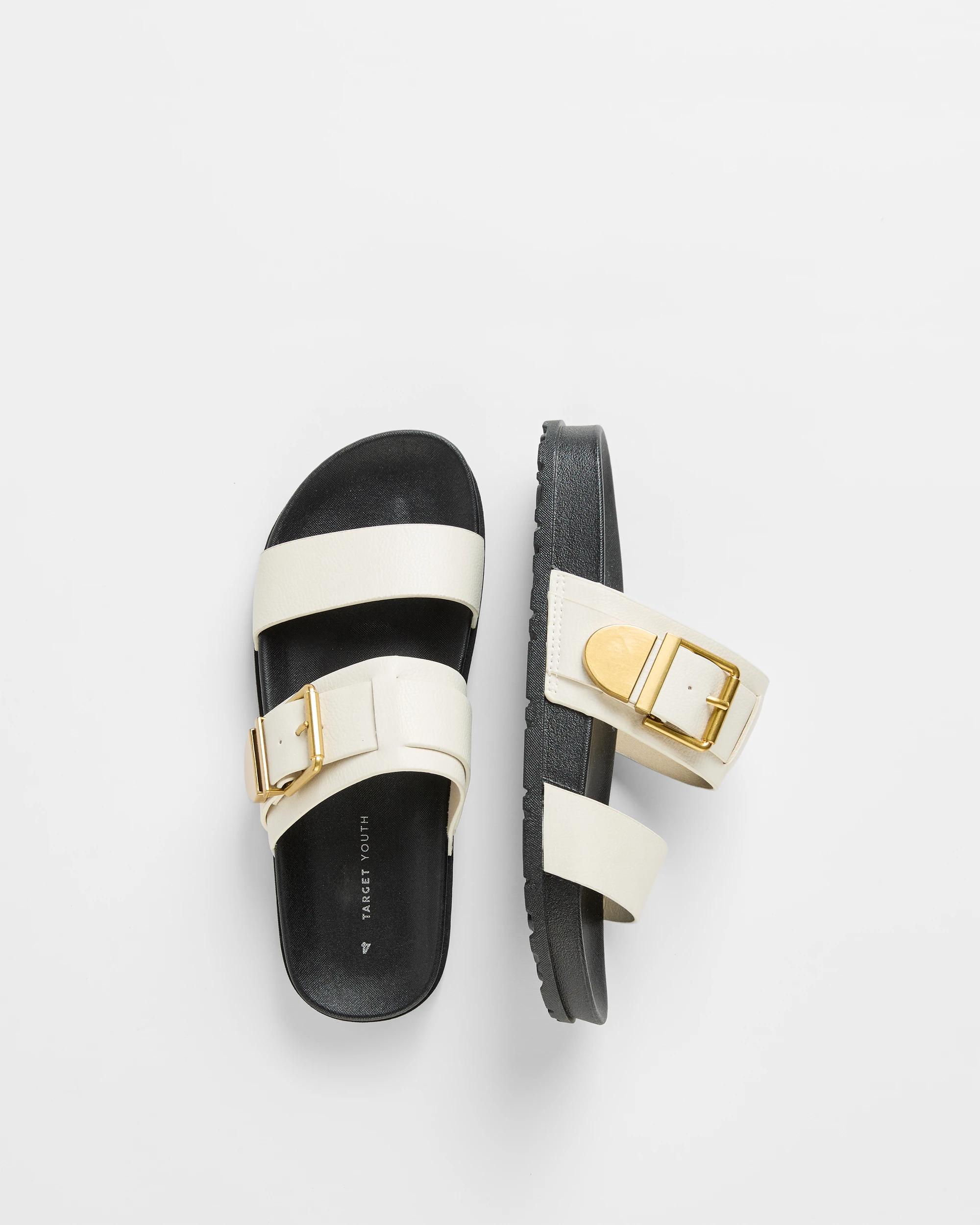 3 Target Girls Senior Double Strap Buckle Flat WHITE, 3 of 3