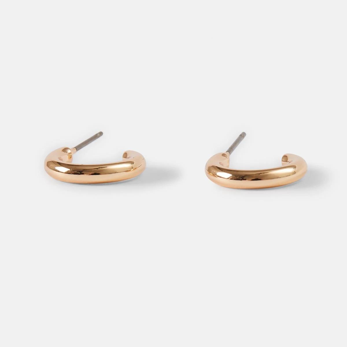 7 6 Pack Chunky Mini Hoop Earrings Gold, 7 of 9