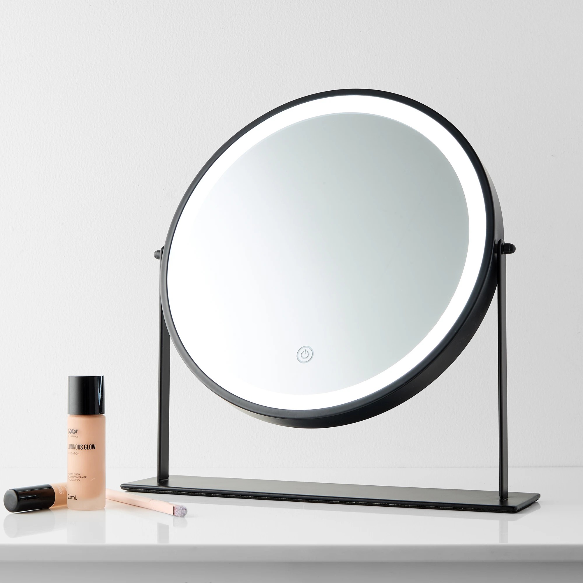 1 Round LED Mirror - Black, 1 of 10