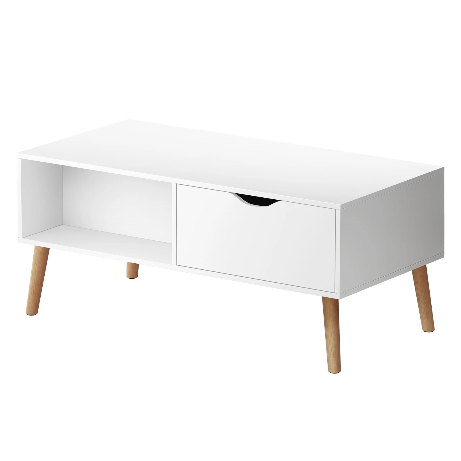 1 Alfordson Coffee Table Storage Tables 2 Drawers Shelf Modern Desk - White, 1 of 10