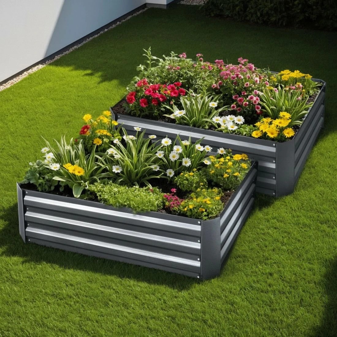 6 Green Fingers 2x Garden Bed 120x90cm Planter Box Raised Container Galvanised Herb - Grey, 6 of 6