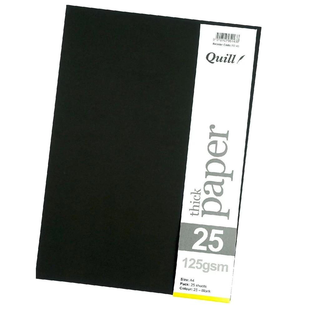 4 Quill A4 125gsm Paper Black 25 Pack, 4 of 4