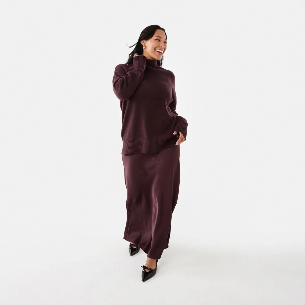 2 Satin Slip Skirt Mulberry, 2 of 7