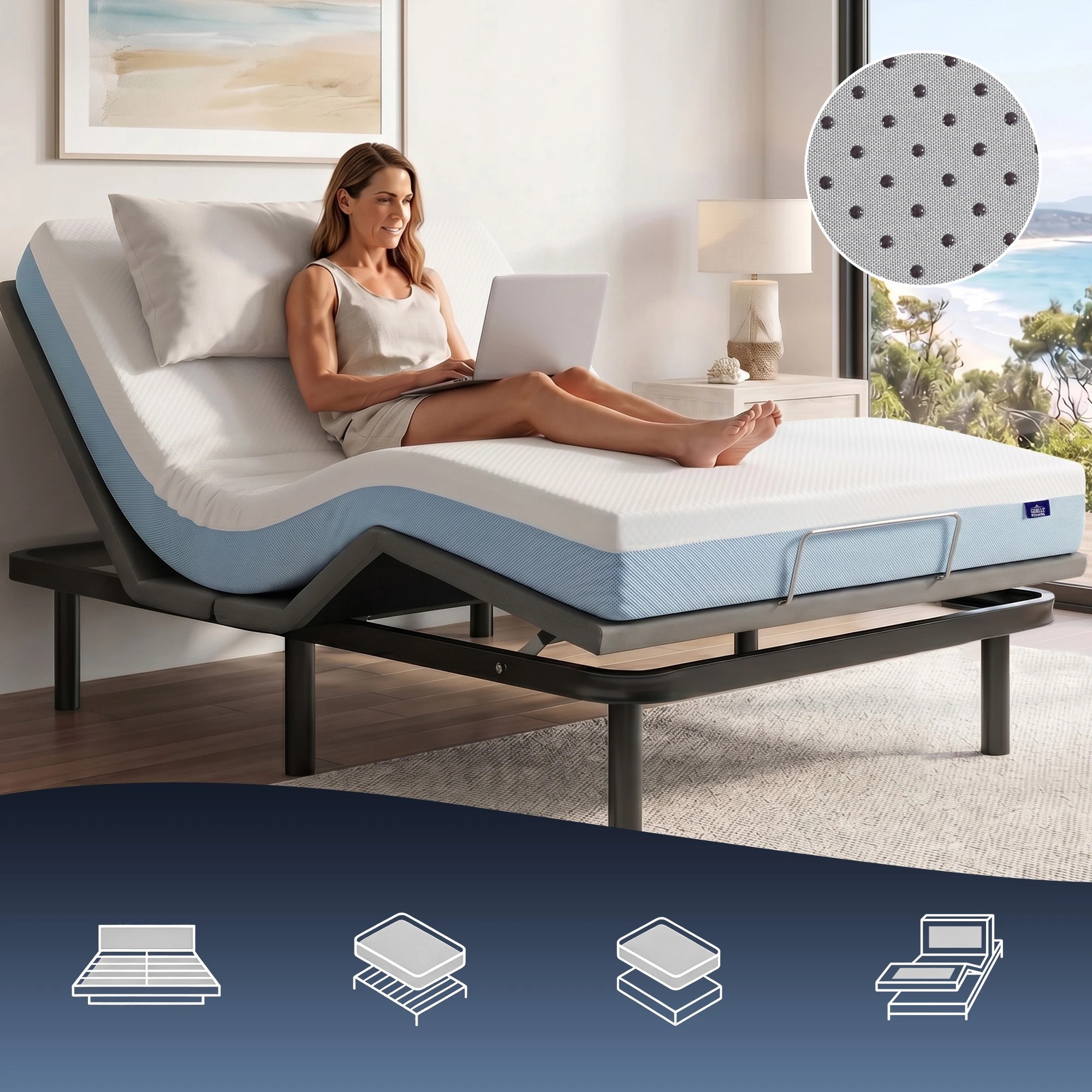 10 Giselle Bedding 22cm Cooling Gel Memory Foam Mattress Medium Firm - Single Bed - Multi, 10 of 10