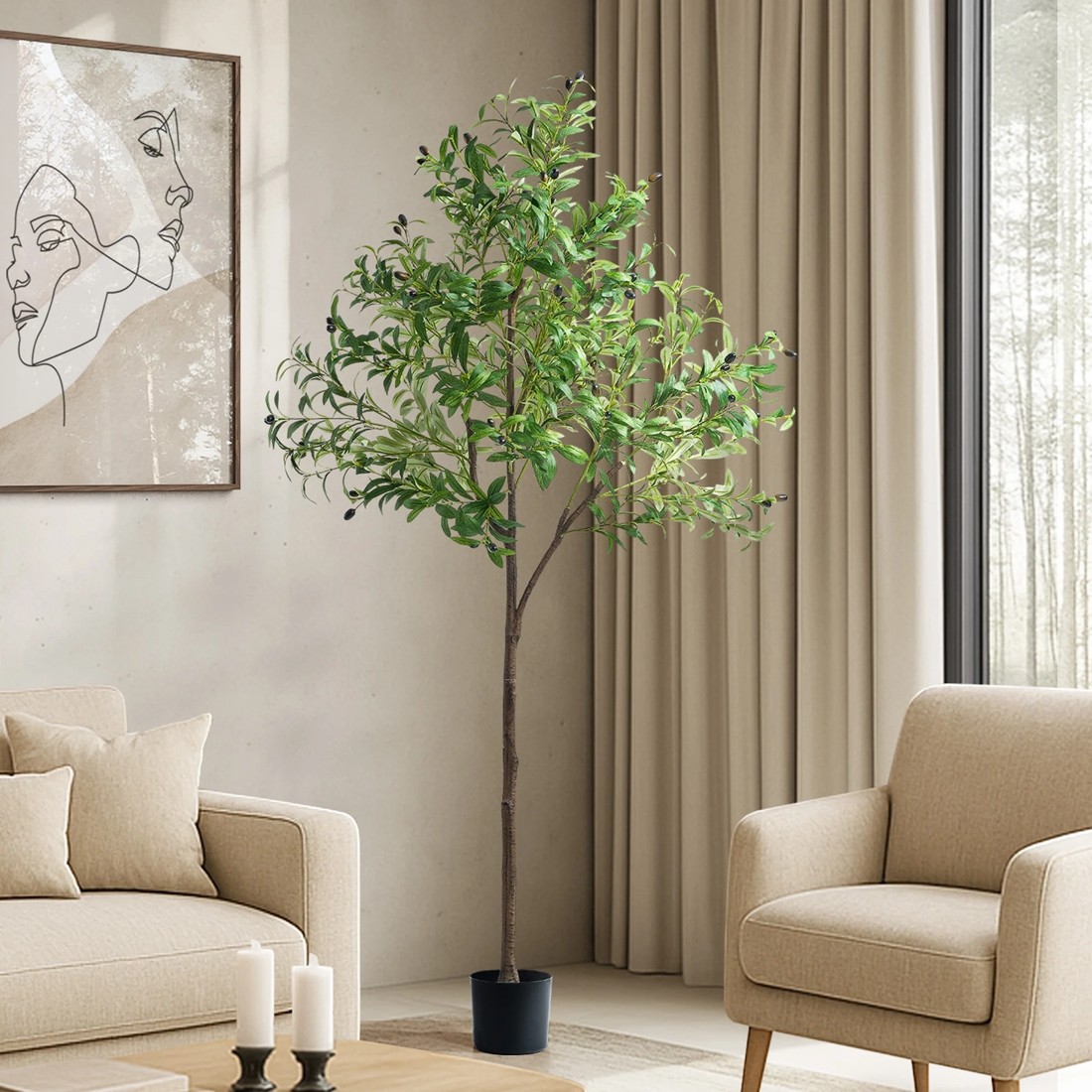 3 Livsip 180cm Artificial Olive Tree Lifelike Faux Potted Plant - Green, 3 of 10
