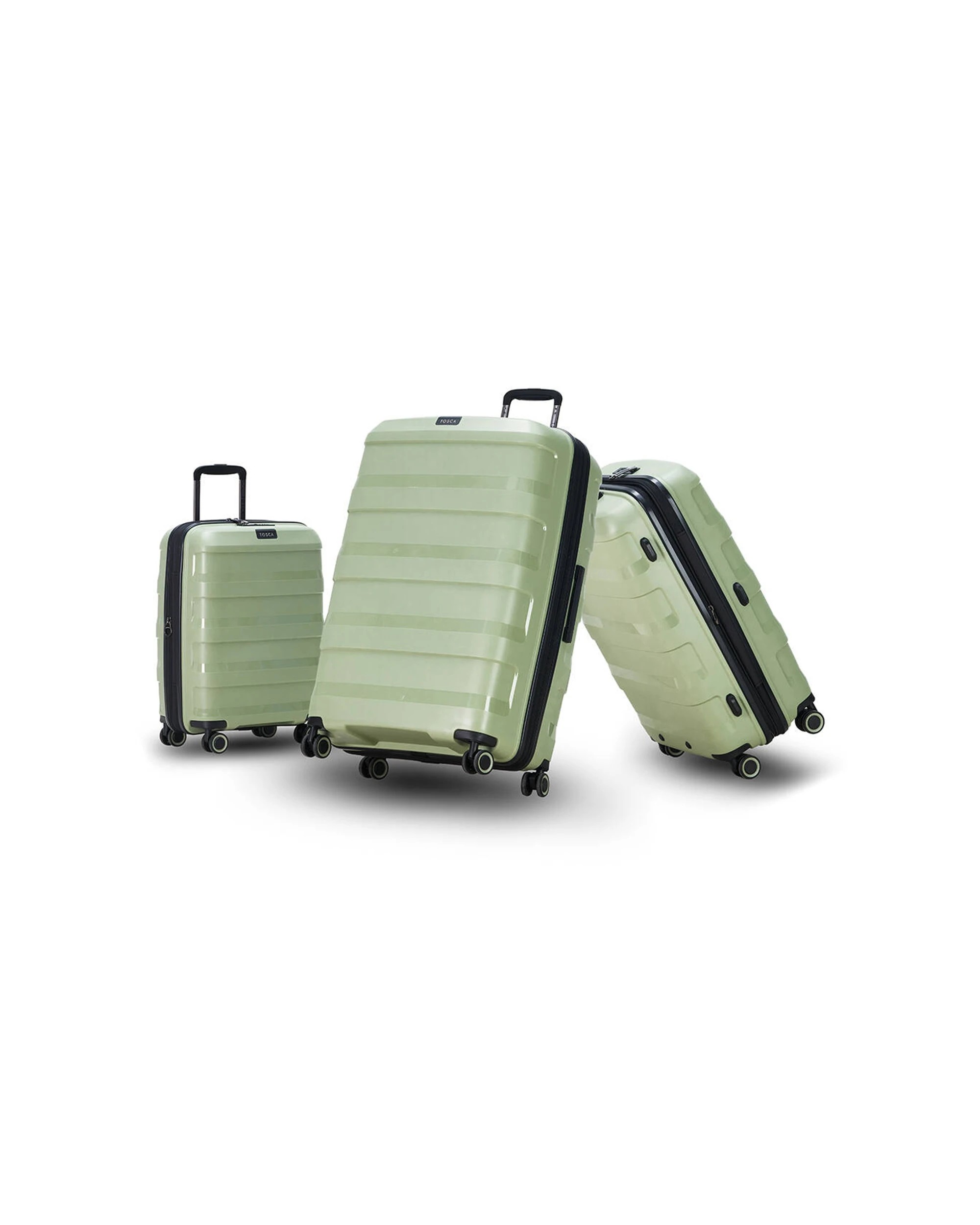 3 Tosca 3Pc Comet Pp Hard Shell Luggage/Suitcase Set - Green, 3 of 5