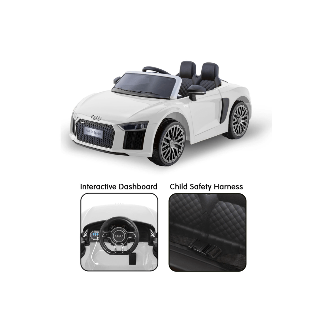 1 R8 Spyder Audi Licensed Kids Electric Ride On Car Remote Control White, 1 of 6