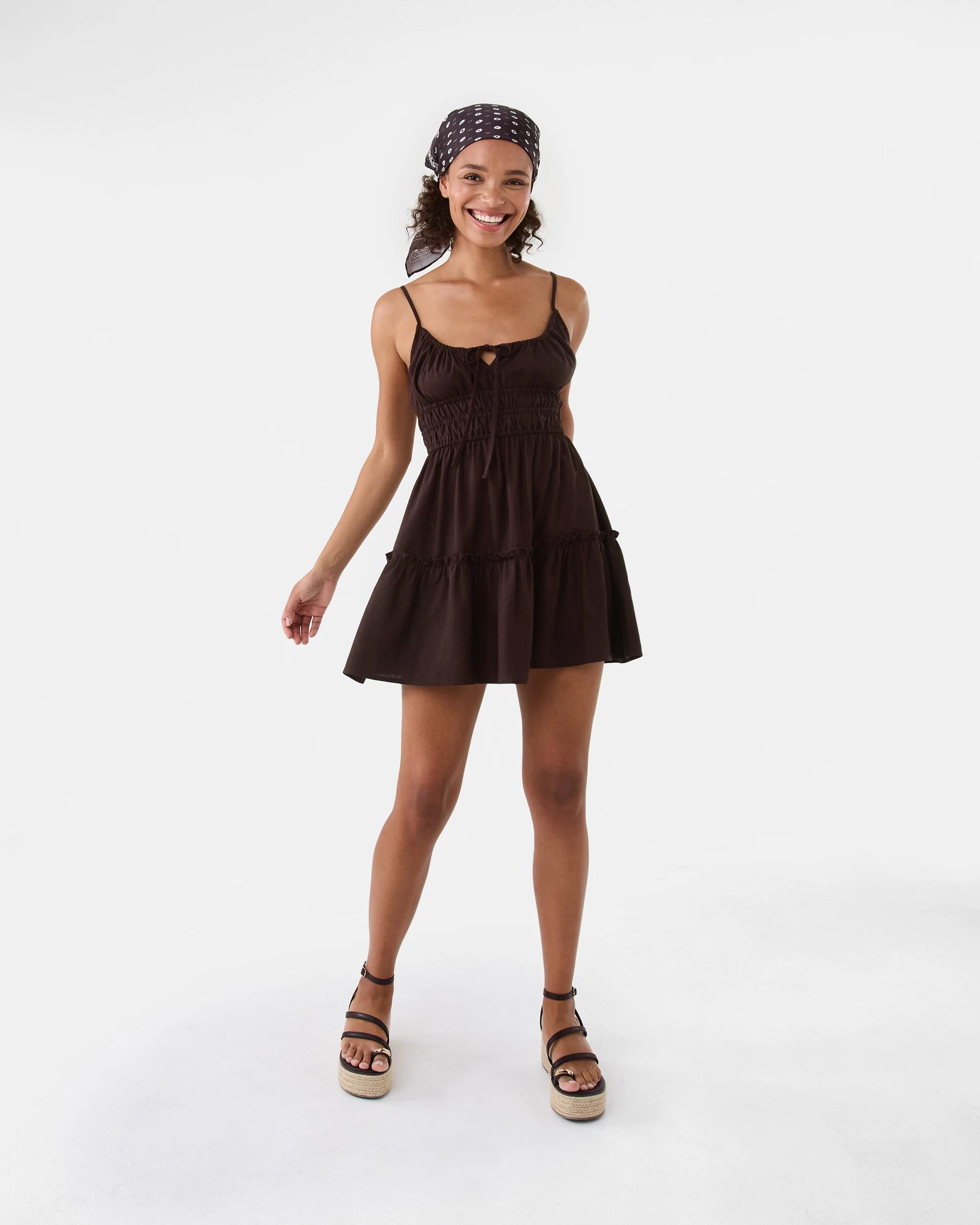 2 Sleeveless Mini Tiered Dress Choc Plum, 2 of 10