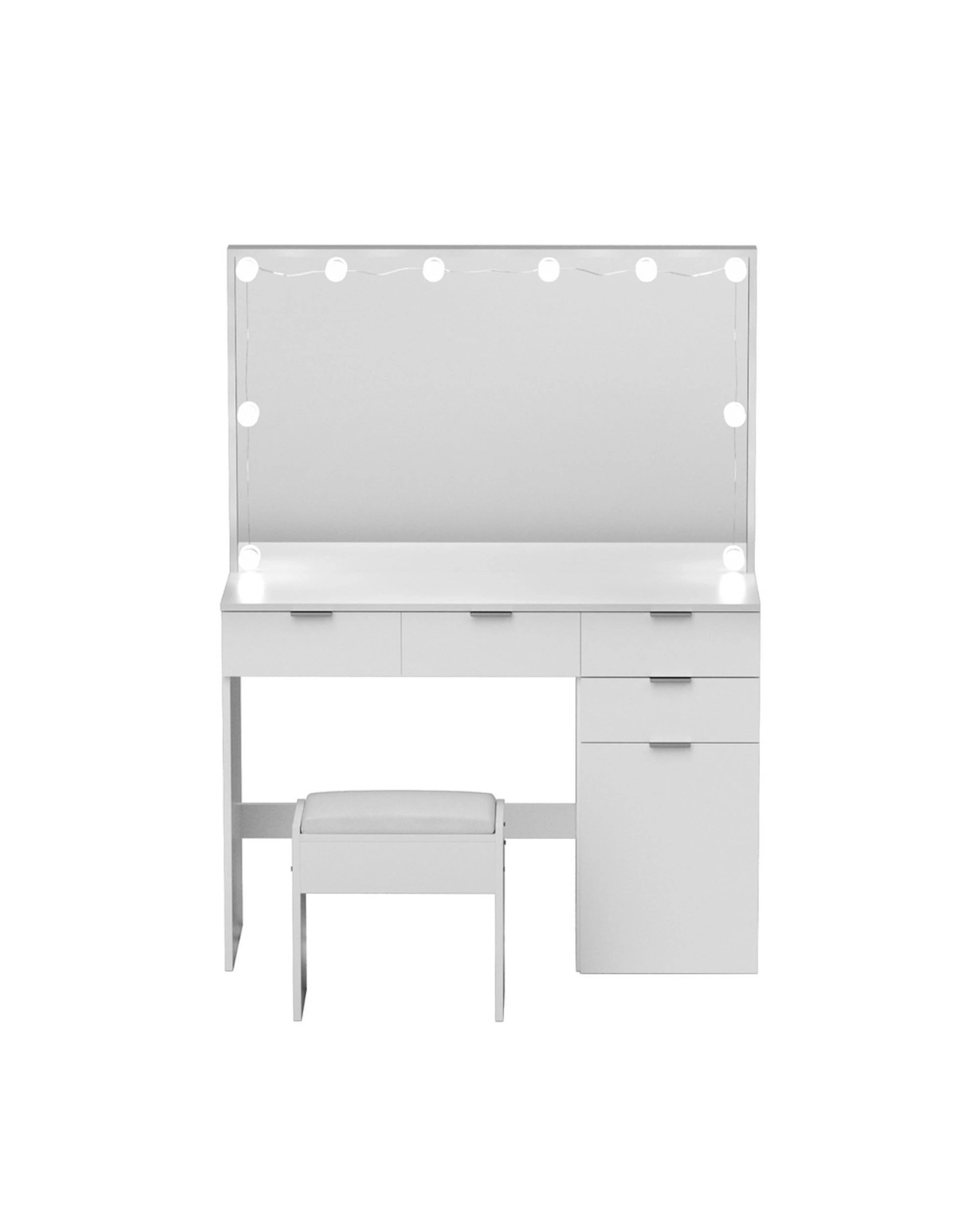 3 Artiss Dressing Table Set Stool 10 Led Bulbs - White, 3 of 8