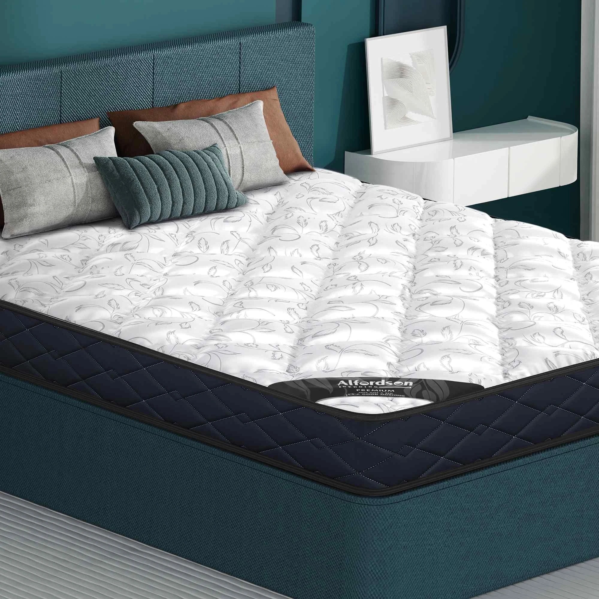 2 Alfordson 16cm Mattress Tight Top Spring Foam Medium Firm - King Bed, 2 of 10