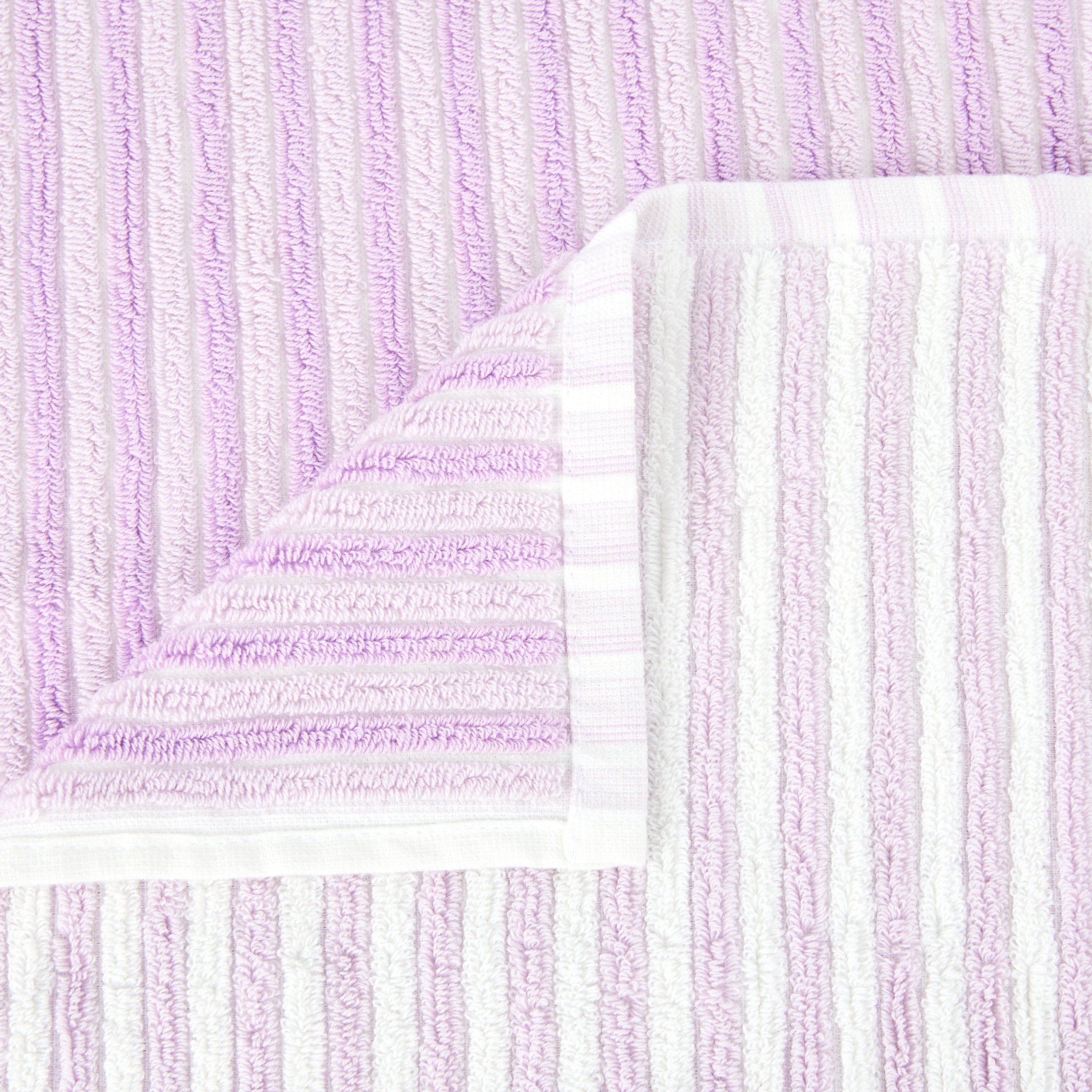 2 Cotton Reversible Stripe Hand Towel - Lilac, 2 of 6
