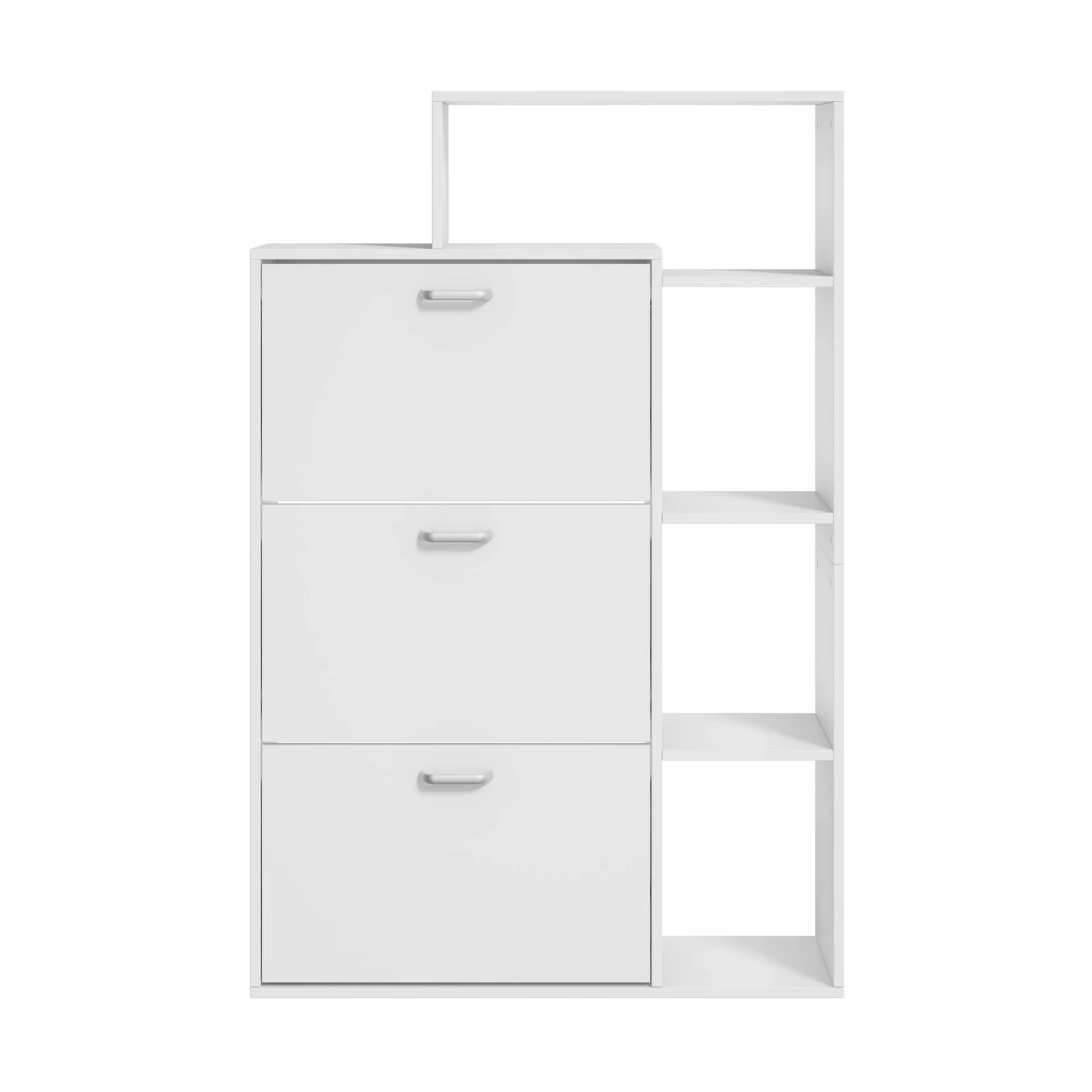 4 Oikiture Shoe Cabinet Storage 3 Doors Shoes Rack Display Shelves - White, 4 of 8