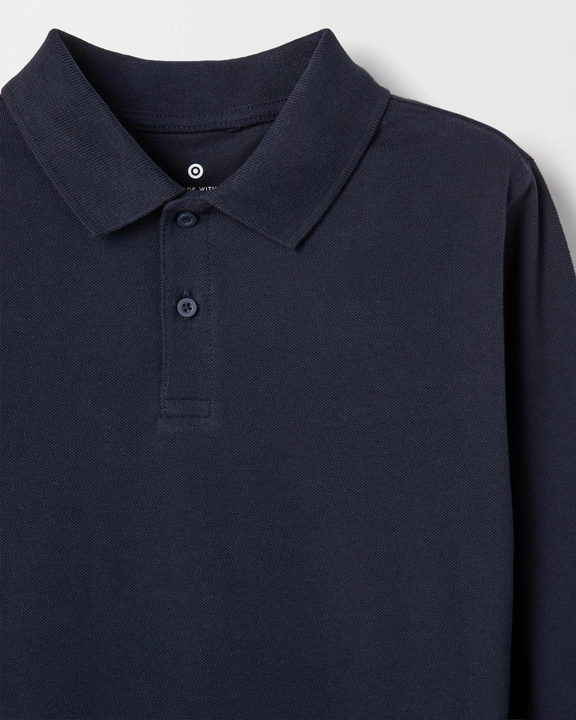 6 Target Kids Australian Cotton 2 Pack School Long Sleeve Polo Top NAVY, 6 of 6
