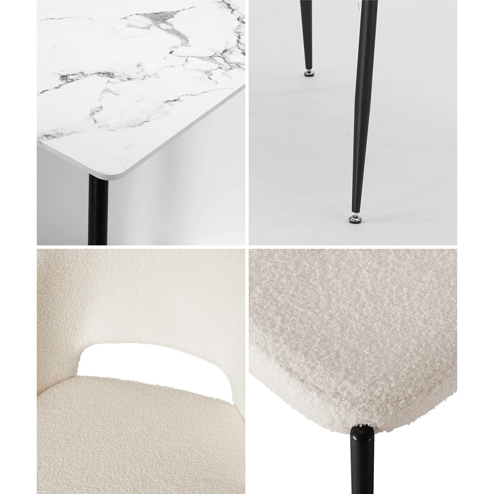 5 Oikiture 120cm Rectangle Dining Table With 4pcs Dining Chairs Sherpa
 - Multi, 5 of 10