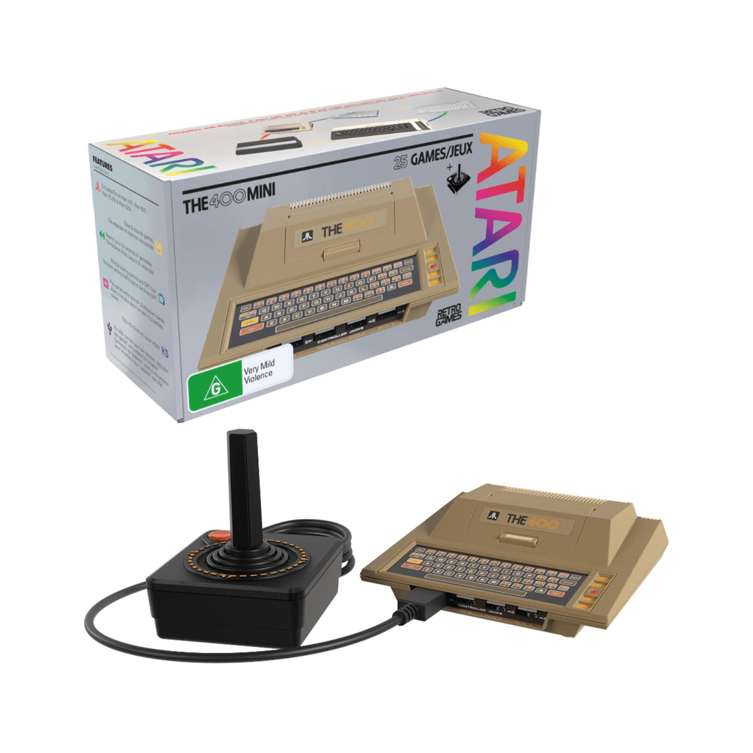 1 Retro Games Atari THE400 Mini Console - Beige, 1 of 10