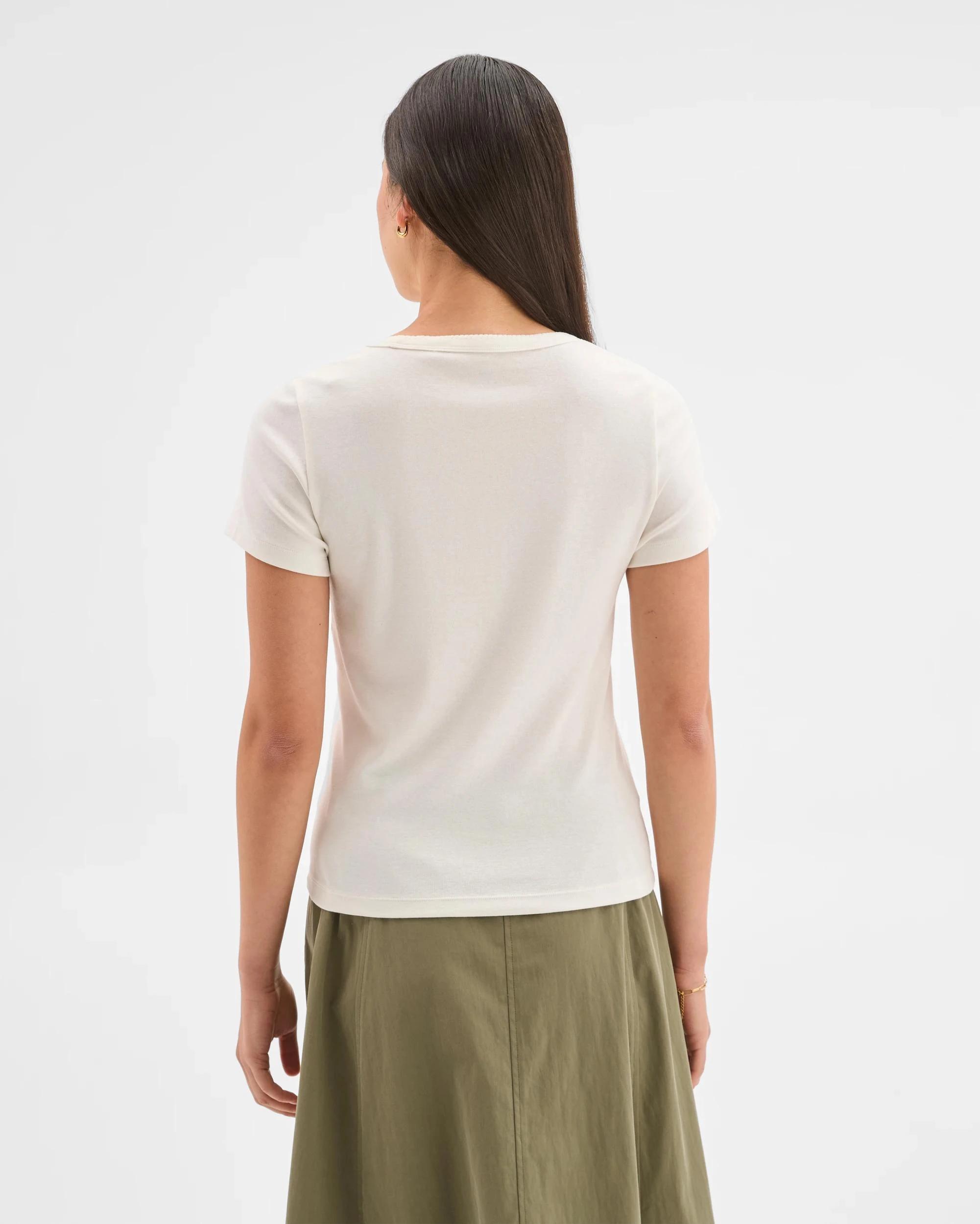 5 Target Woman Short Sleeve Picot Trim T-Shirt CLOUD DANCER, 5 of 5