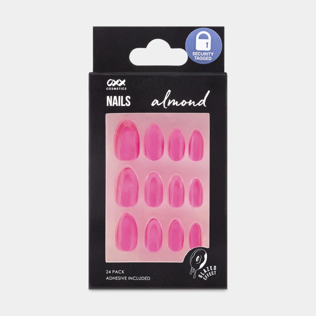 1 OXX Cosmetics 24 Pack False Nails with Adhesive - Almond Shape, Pink, 1 of 5