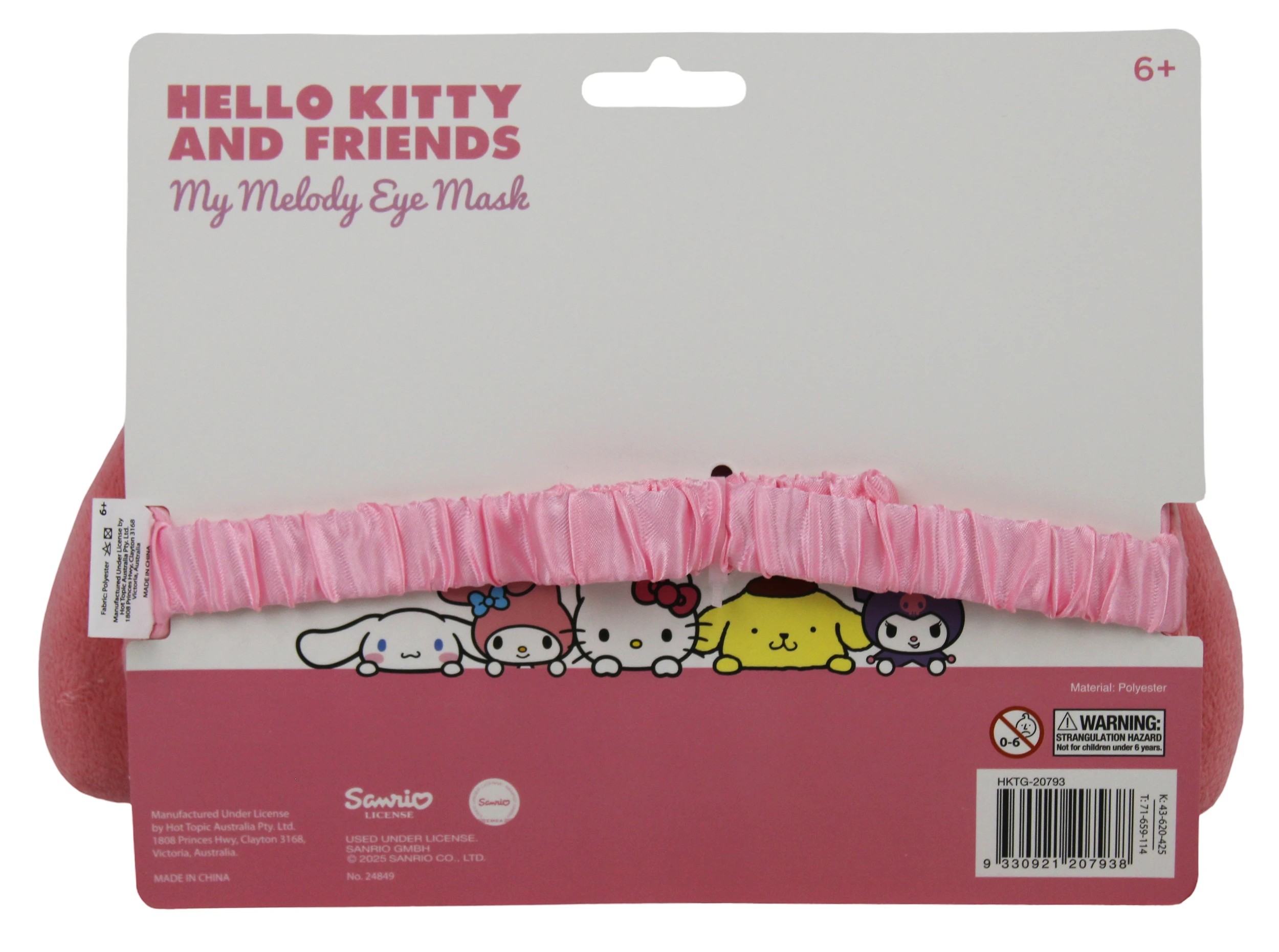 2 Sanrio Hello Kitty and Friends My Melody Fluffy Eye Mask - Pink, 2 of 2