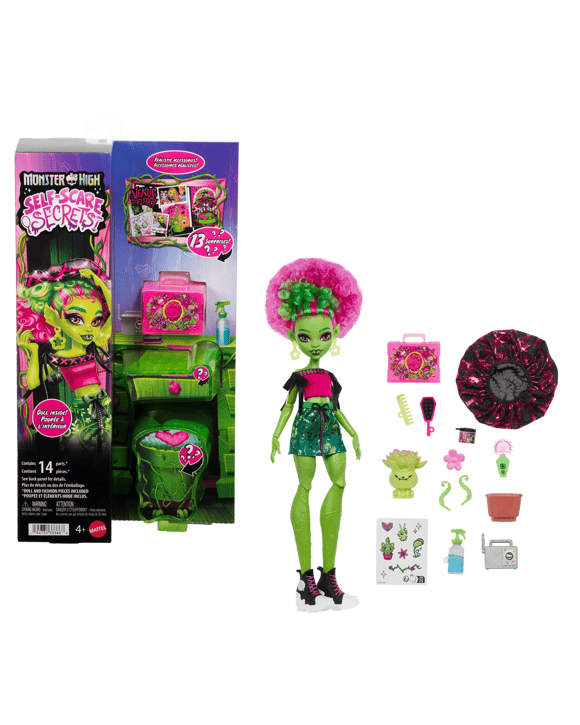14 Piece Monster High Self-Scare Secrets Venus McFlytrap Fashion Doll and Accessories Set