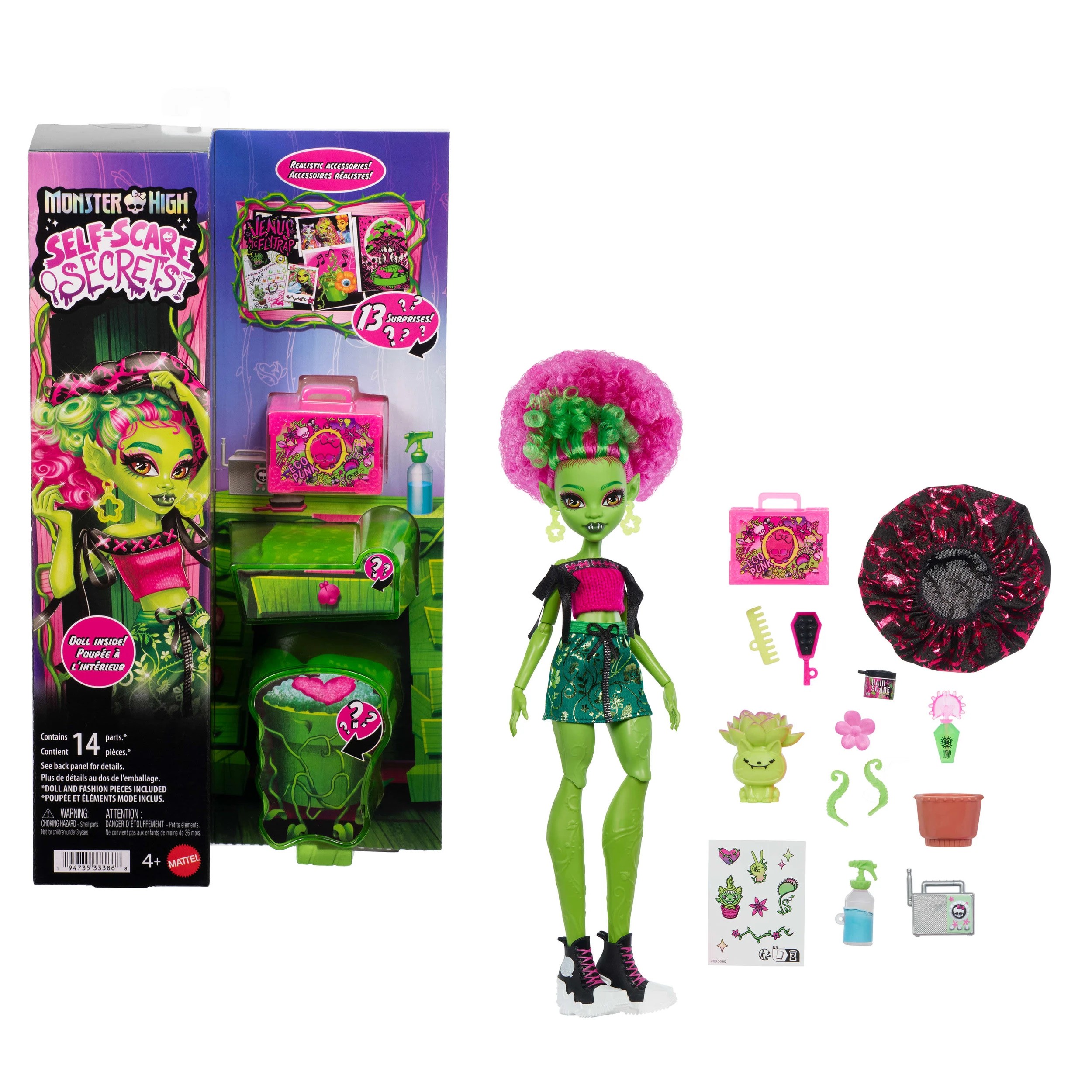 1 14 Piece Monster High Self-Scare Secrets Venus McFlytrap Fashion Doll and Accessories Set, 1 of 6