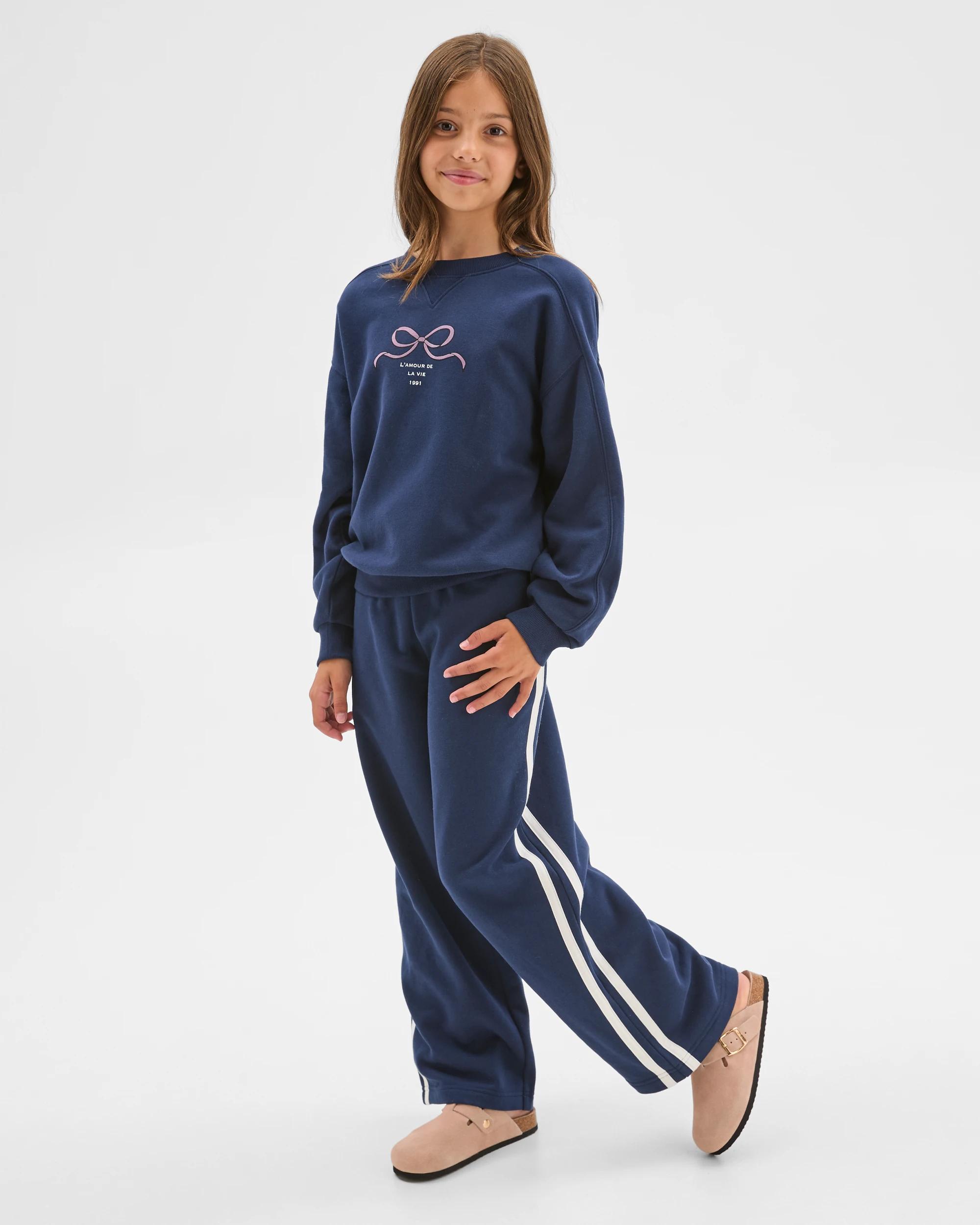2 Target Kids Australian Cotton Blend Long Sleeve Fleece Top BOW NAVY, 2 of 5