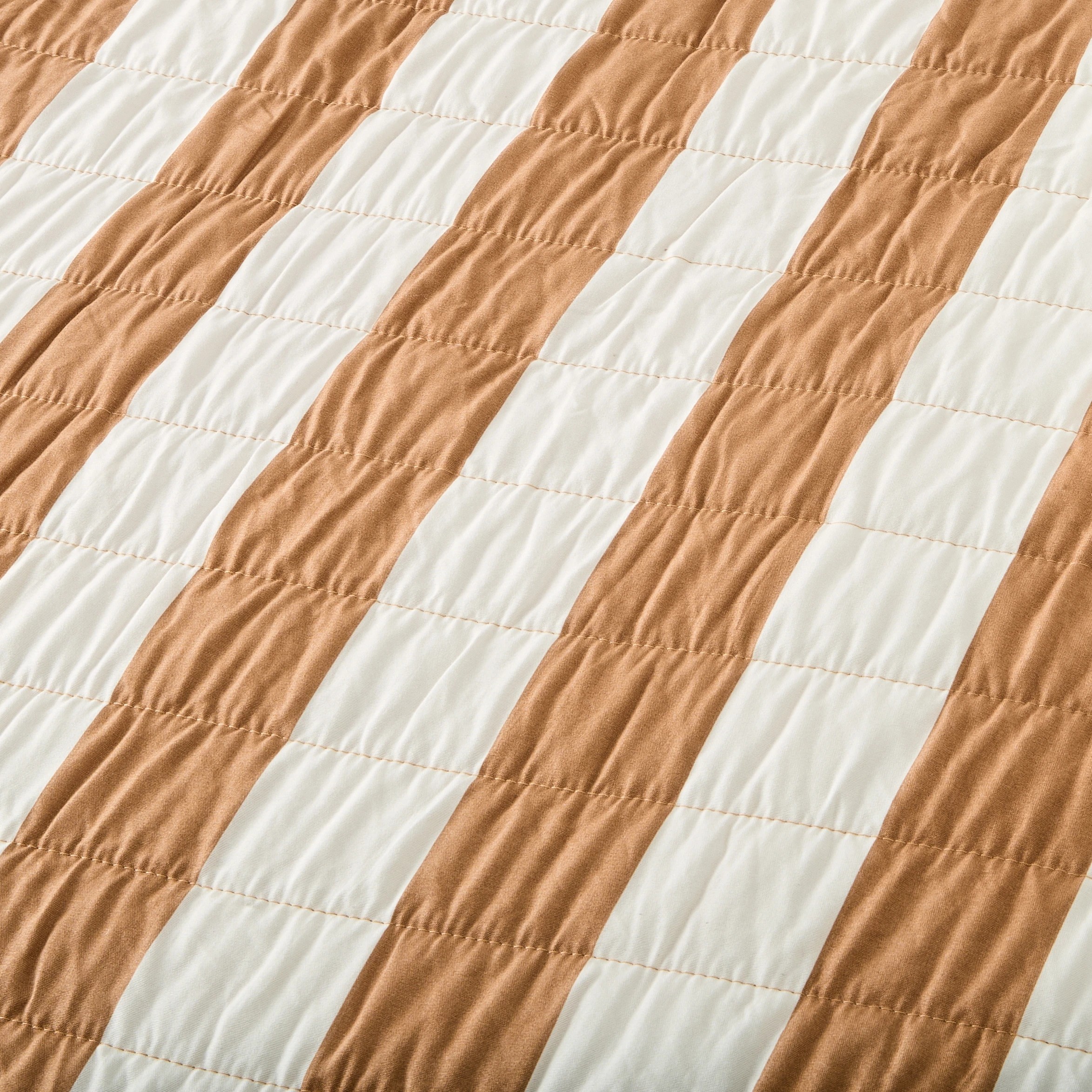 9 Reversible Stripe Coverlet Set - Queen/King Bed, Beige, 9 of 9